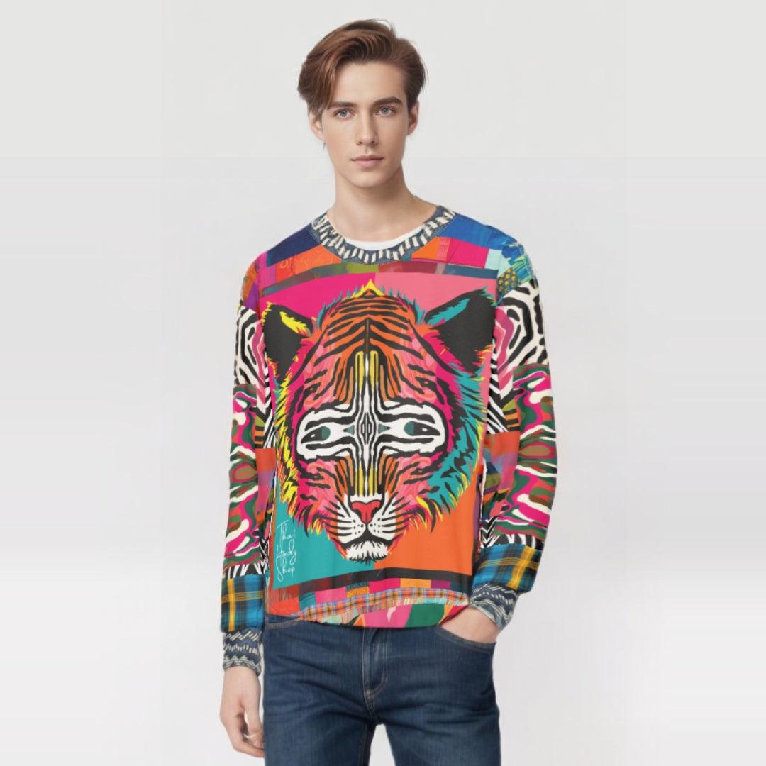 Tiger in Colorful Carnivale Pop Art Unisex Sweatshirt (Gold Label)
