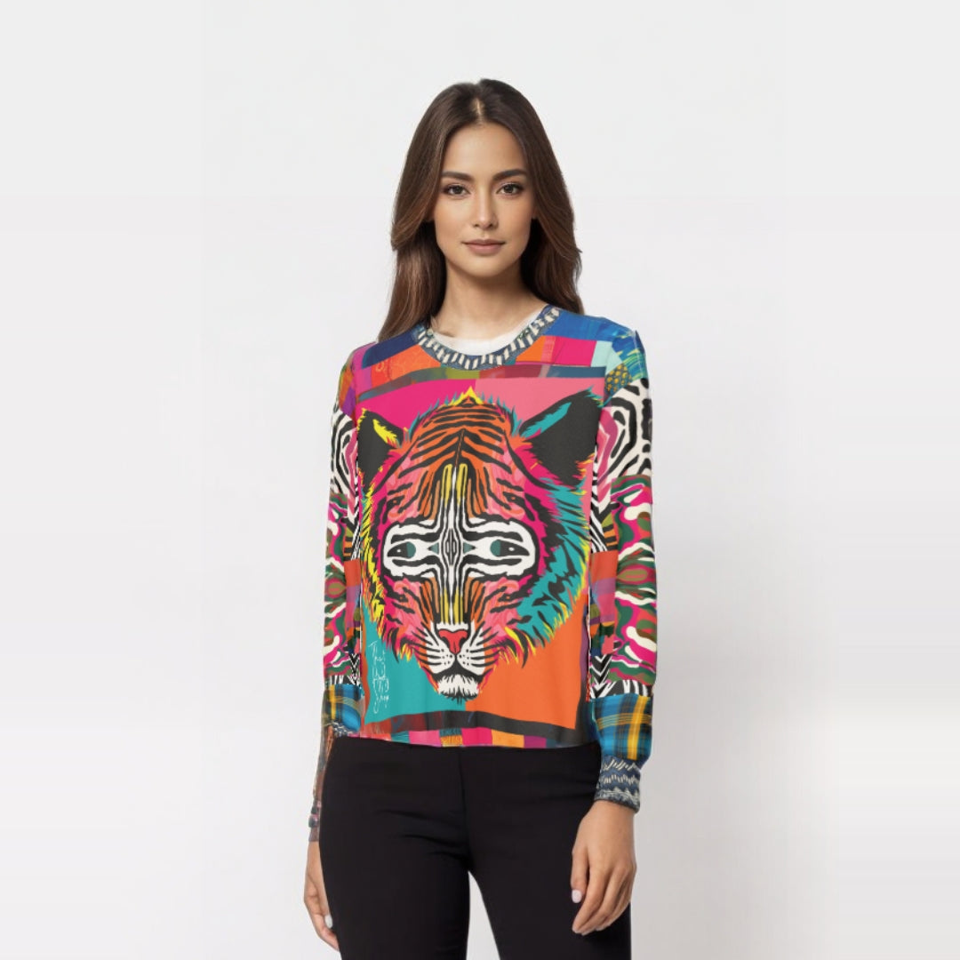 Tiger in Colorful Carnivale Pop Art Unisex Sweatshirt (Gold Label)