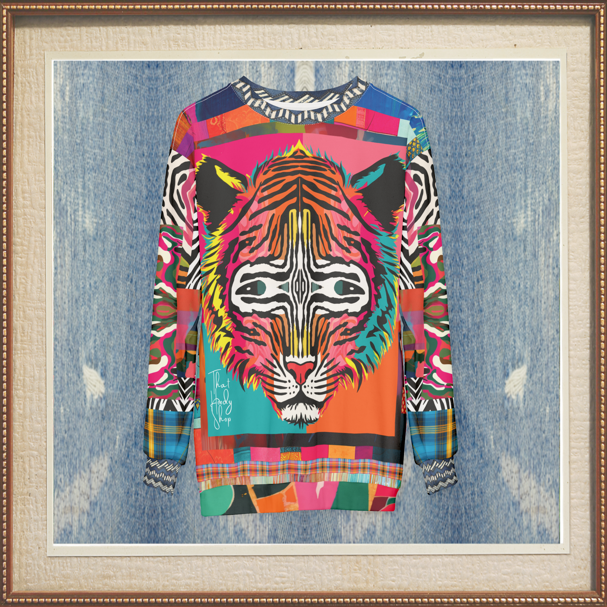 Tiger in Colorful Carnivale Pop Art Unisex Sweatshirt (Gold Label)
