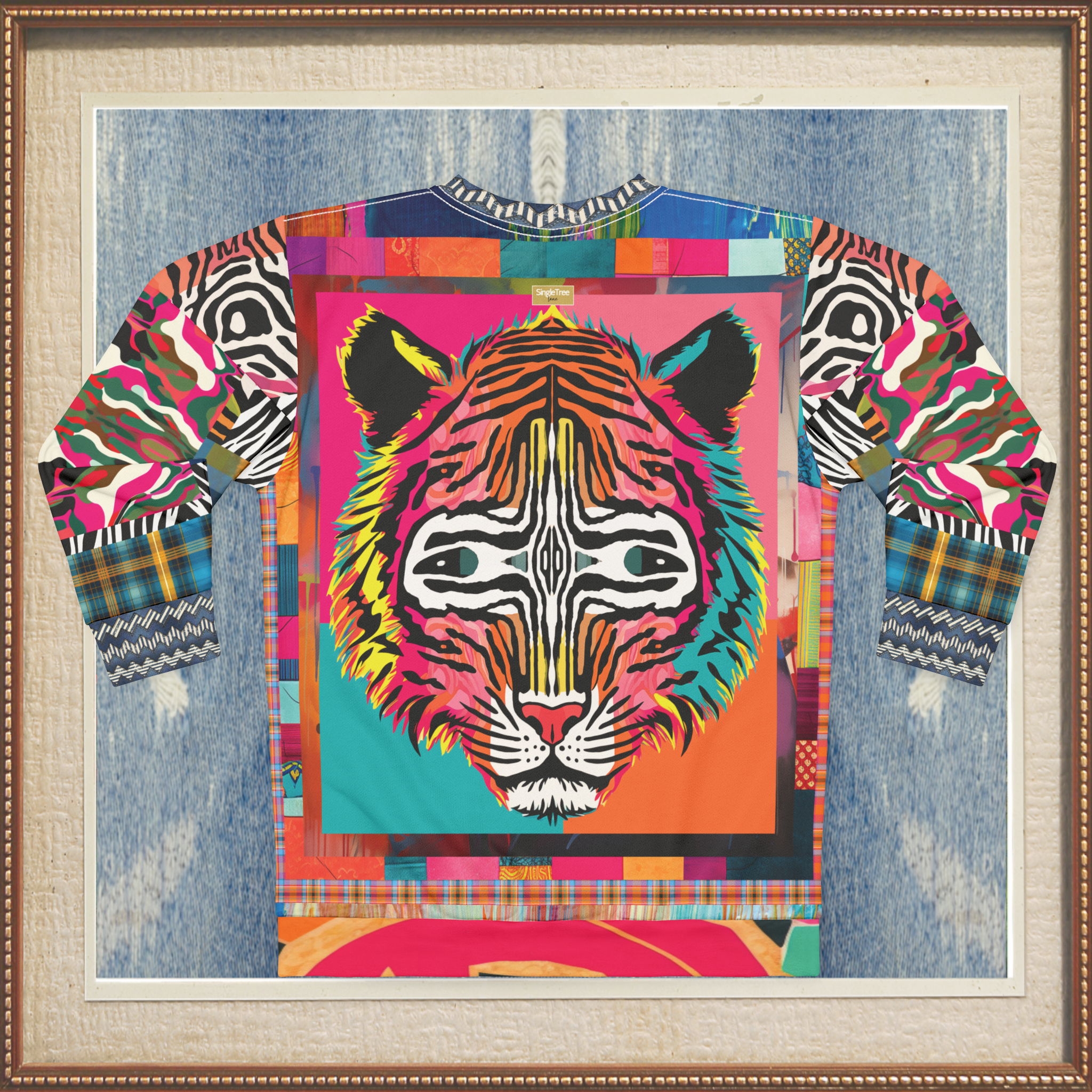 Tiger in Colorful Carnivale Pop Art Unisex Sweatshirt (Gold Label)