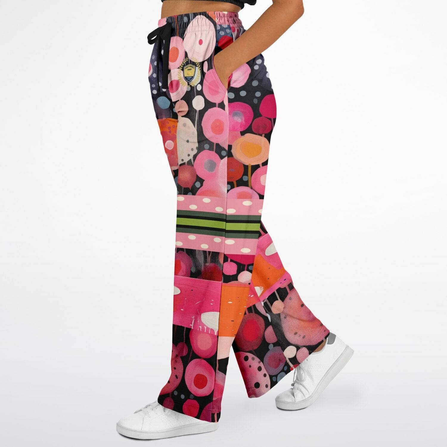 Trip the Lights Fantastic in Abstract Circles Eco-Poly Wide Leg Pants