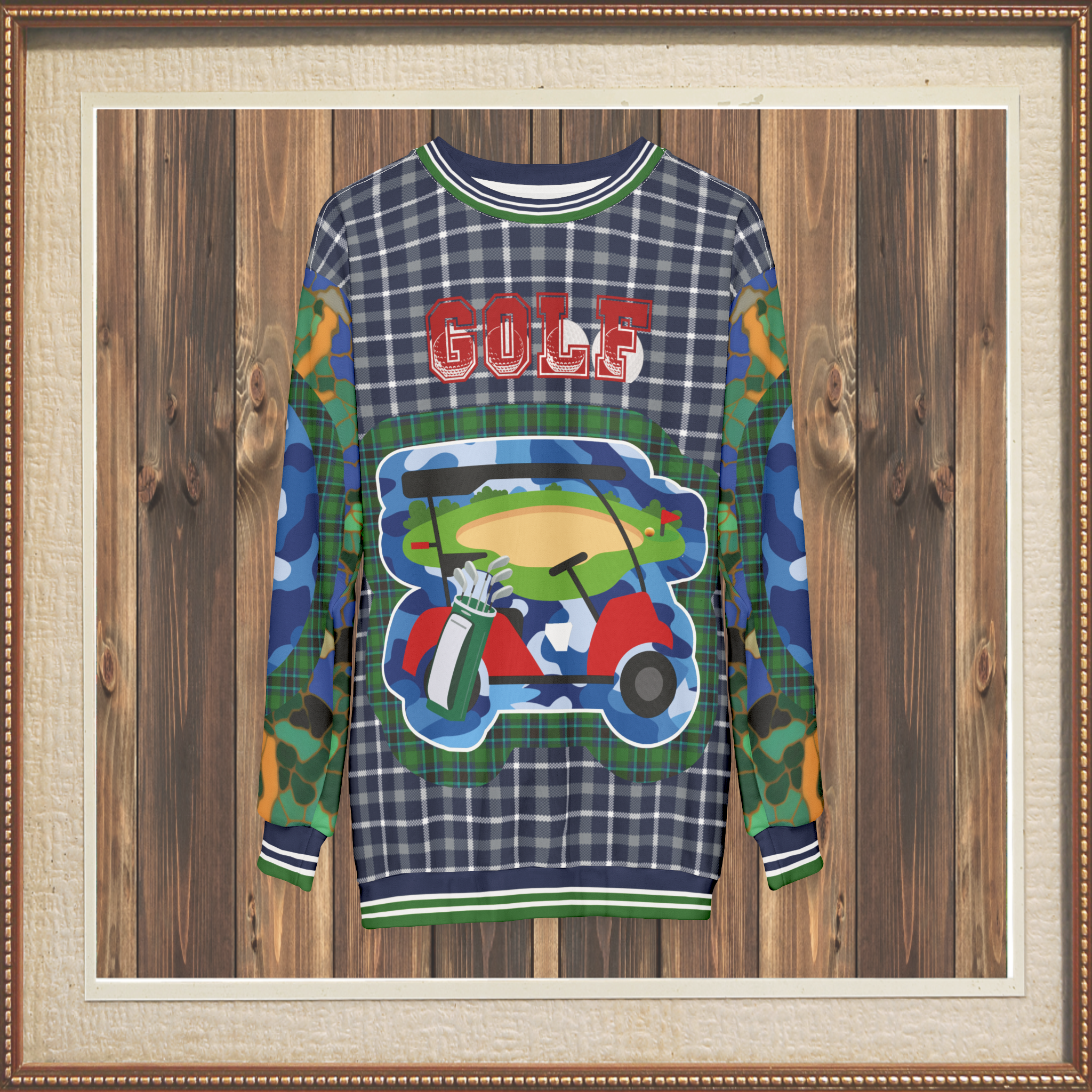 Ultimate Golf Mobile Tartan Plaid Unisex Sweatshirt (Gold Label)