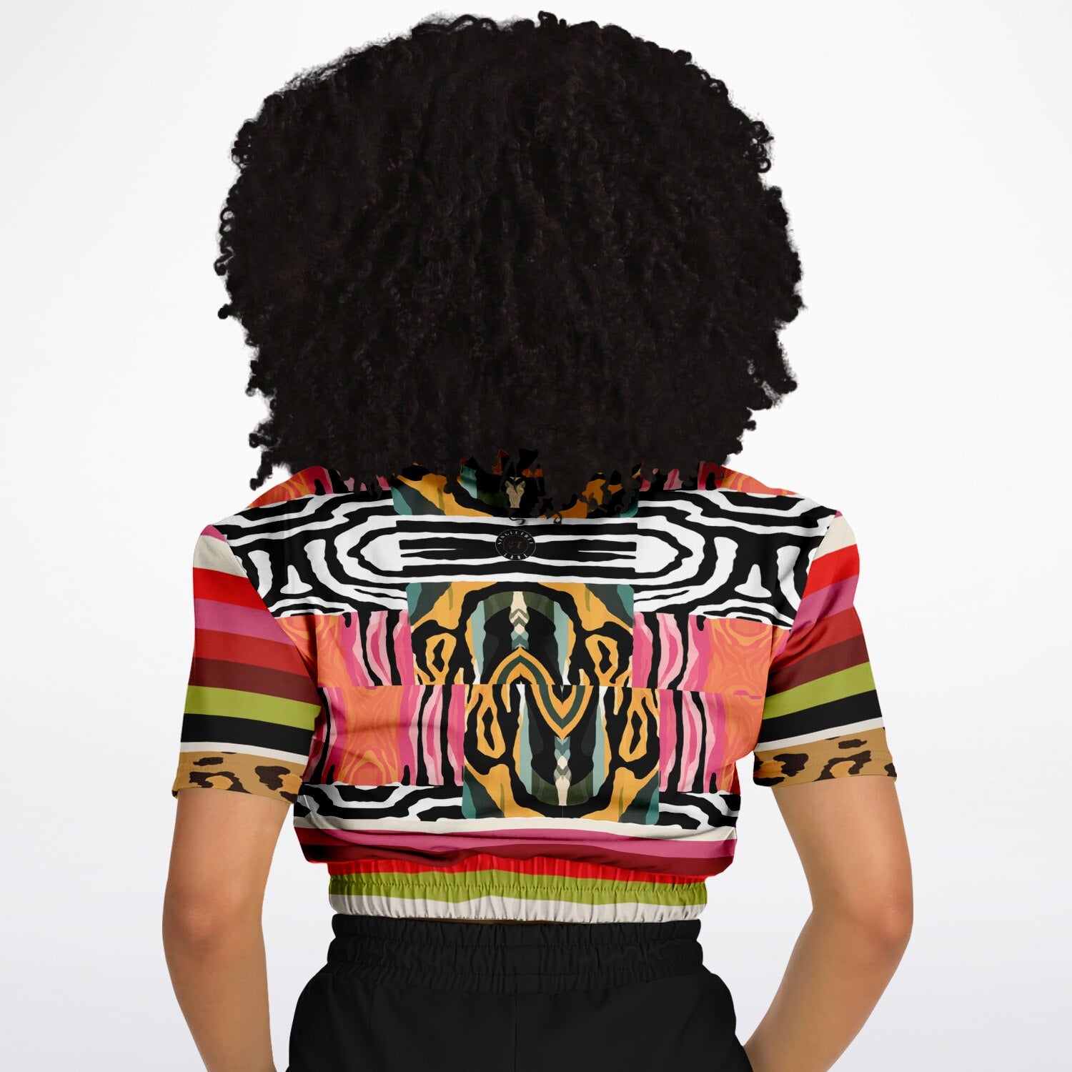 Walk on the Wild Side Abstract Zebra Print Eco-Poly Short Sleeve Cropped Pullover