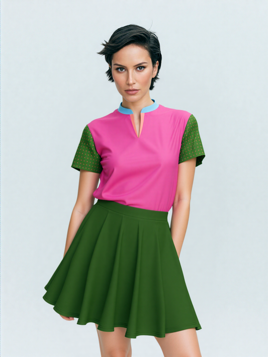 Watermelon Mint Mandarin Collar Ladies Polo Golf Shirt