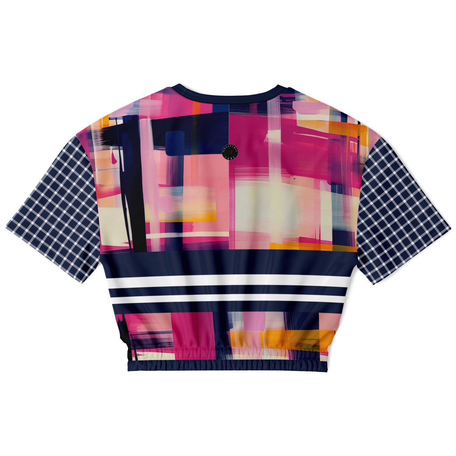 Wimbledon in Full Color Abstract Print Eco-Poly Short Sleeve Cropped Pullover