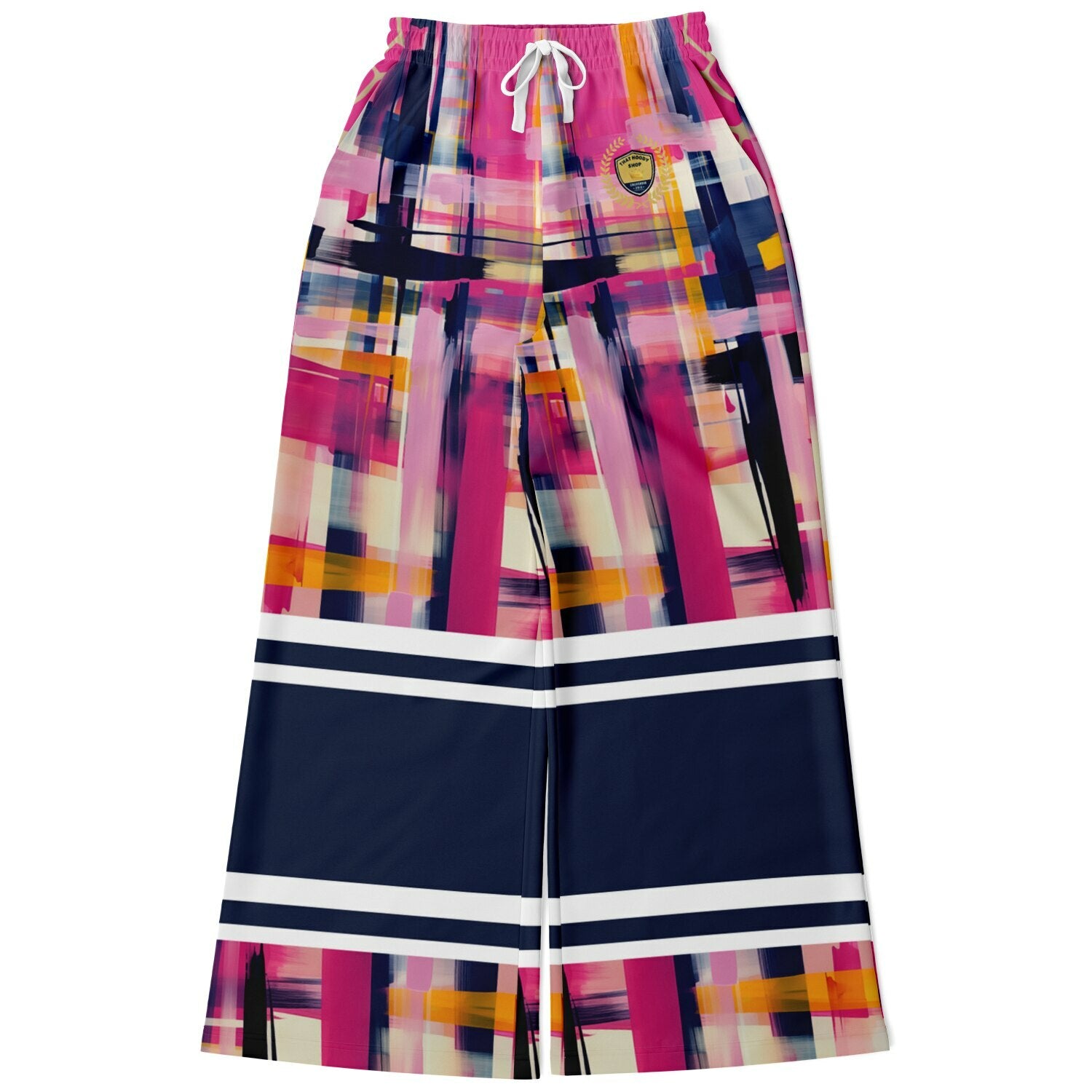 Wimbledon in Full Color Plaid Eco-Poly Wide Leg Pants