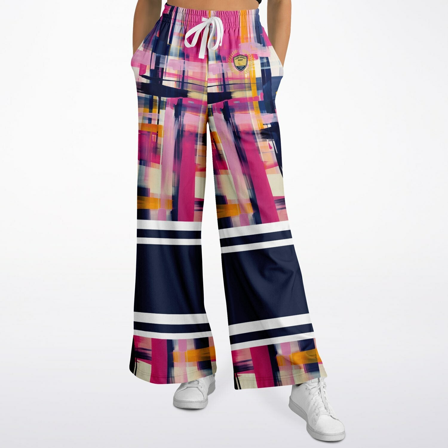 Wimbledon in Full Color Plaid Eco-Poly Wide Leg Pants