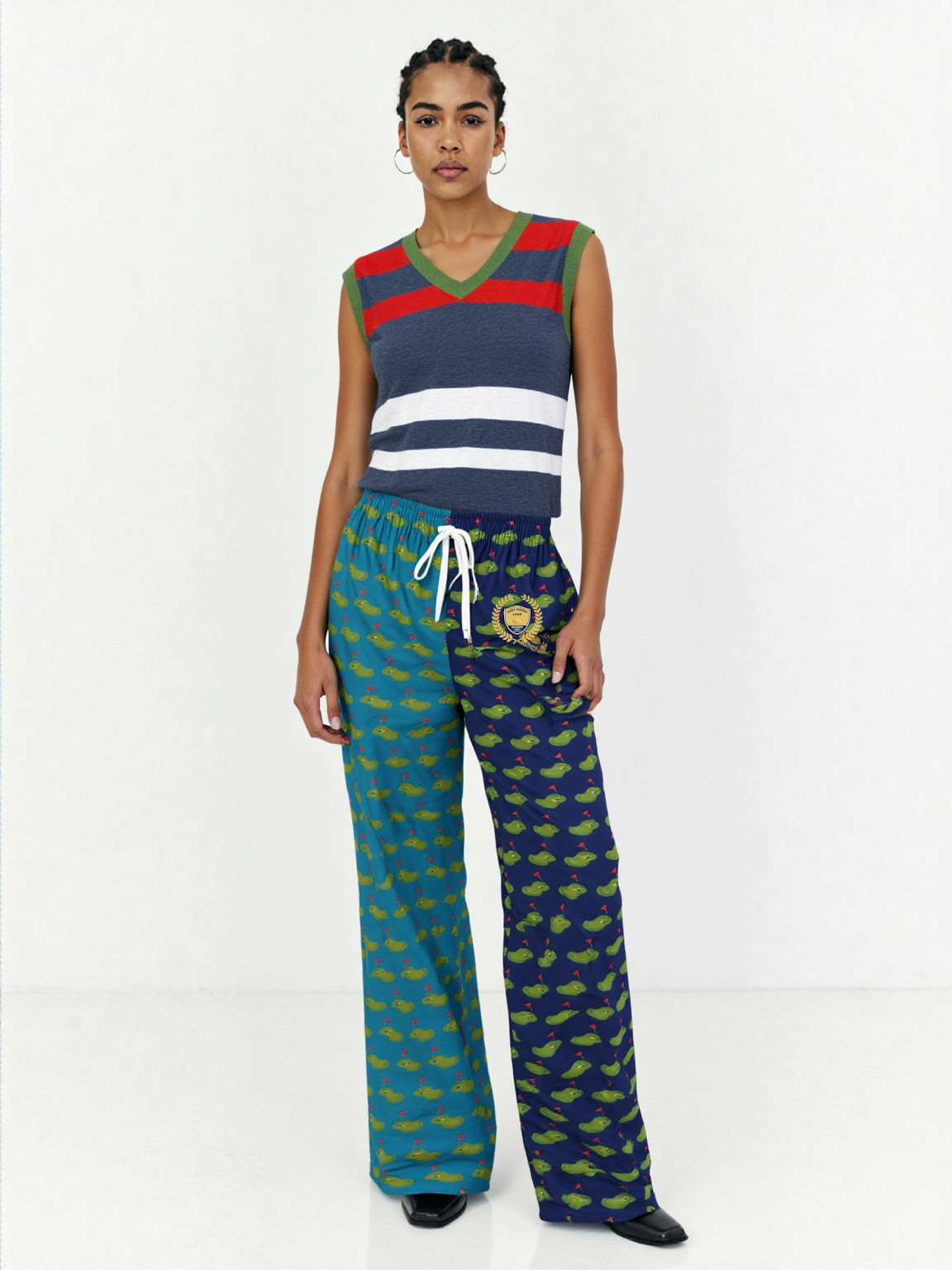 Golf - Hitting the Links in Blue Duo Eco-Poly Wide Leg Pants