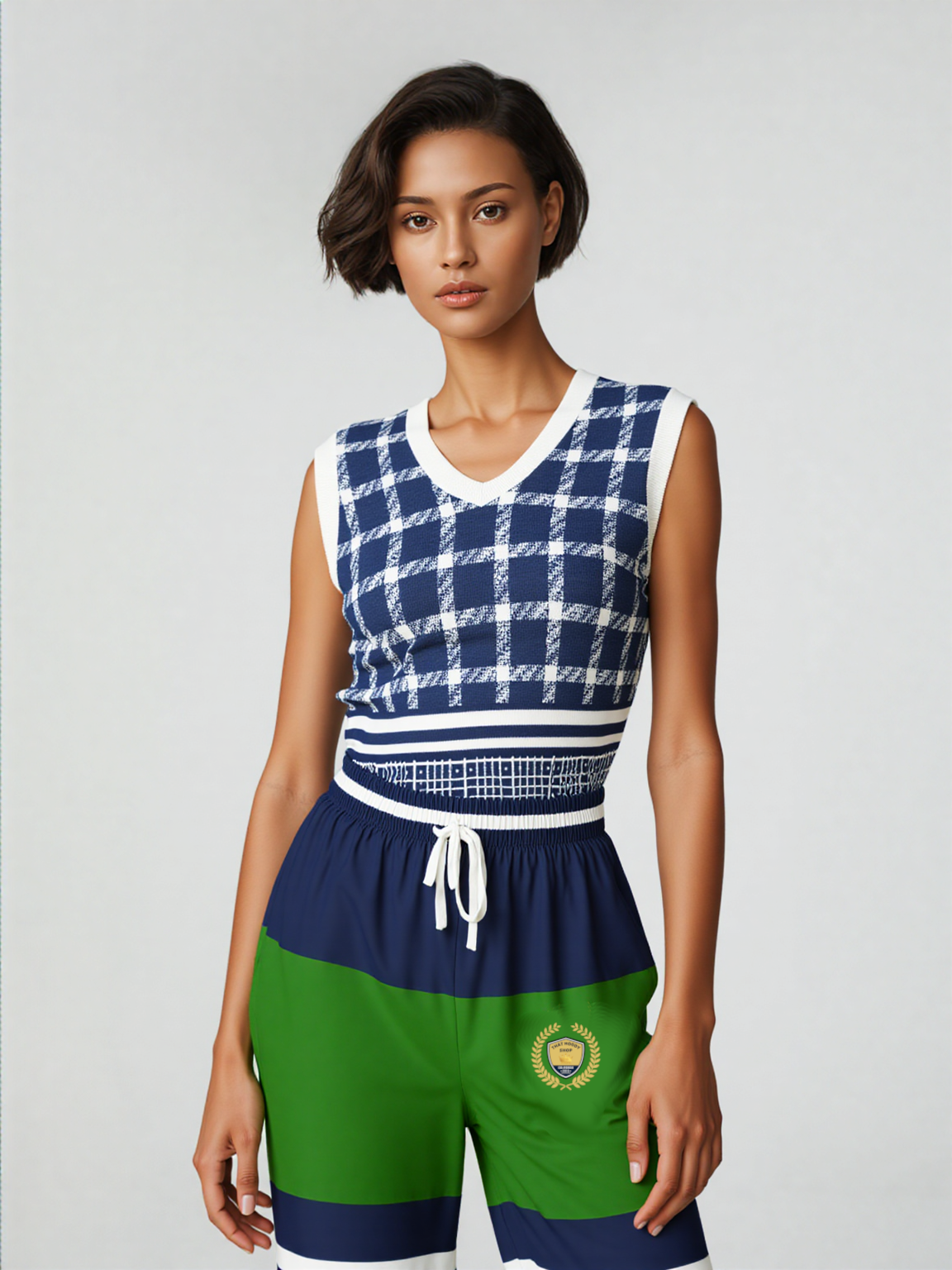 Wimbledon Green Barbarian Stripe Eco-Poly Wide Leg Pants