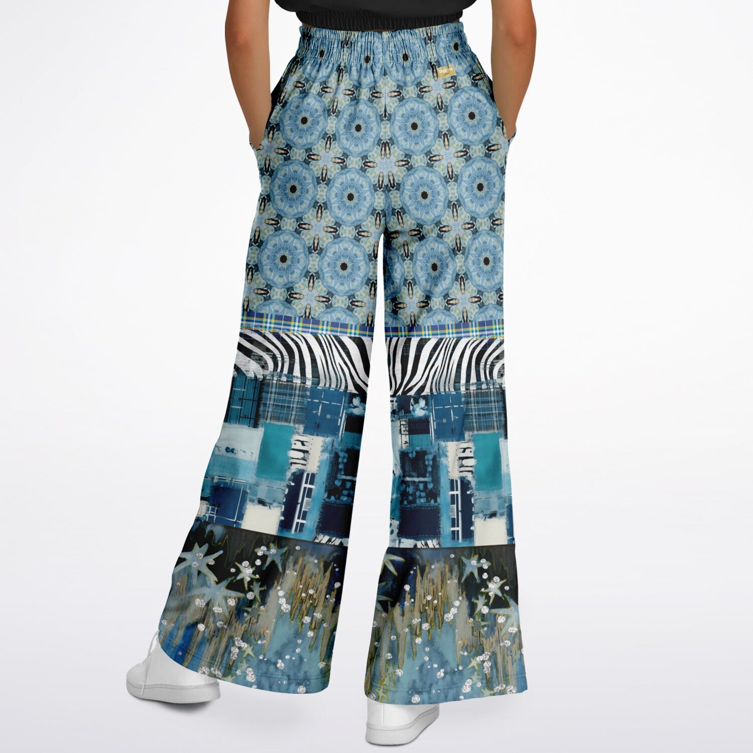 Zima in Frost Patchwork Print Eco-Poly Wide Leg Pants