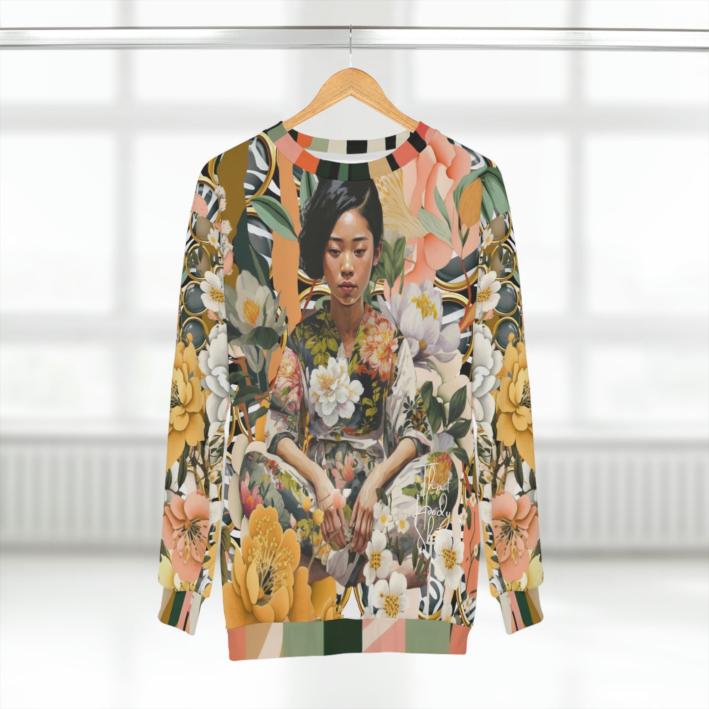 Girl in Garden Floral Print Unisex Sweatshirt