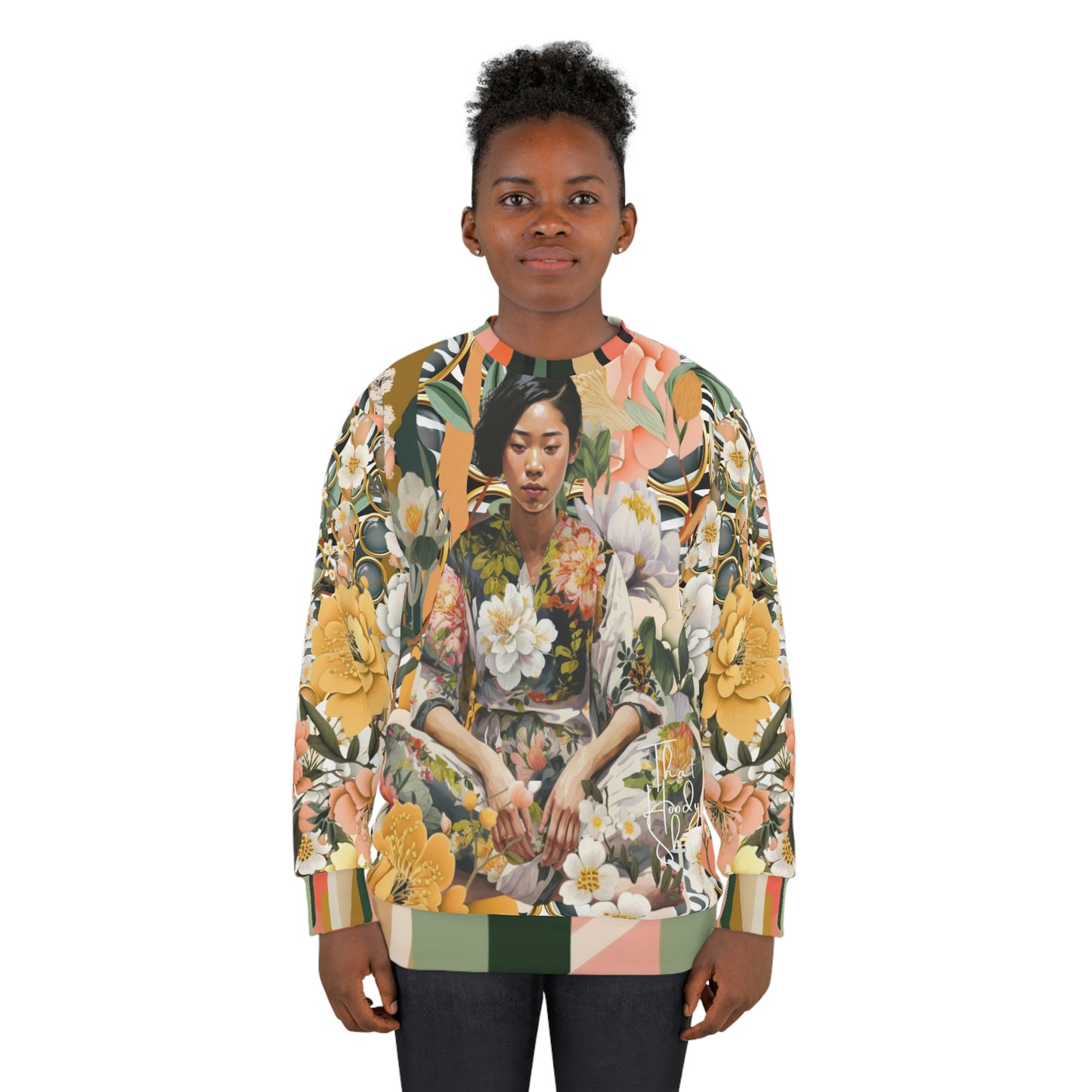 Girl in Garden Floral Print Unisex Sweatshirt