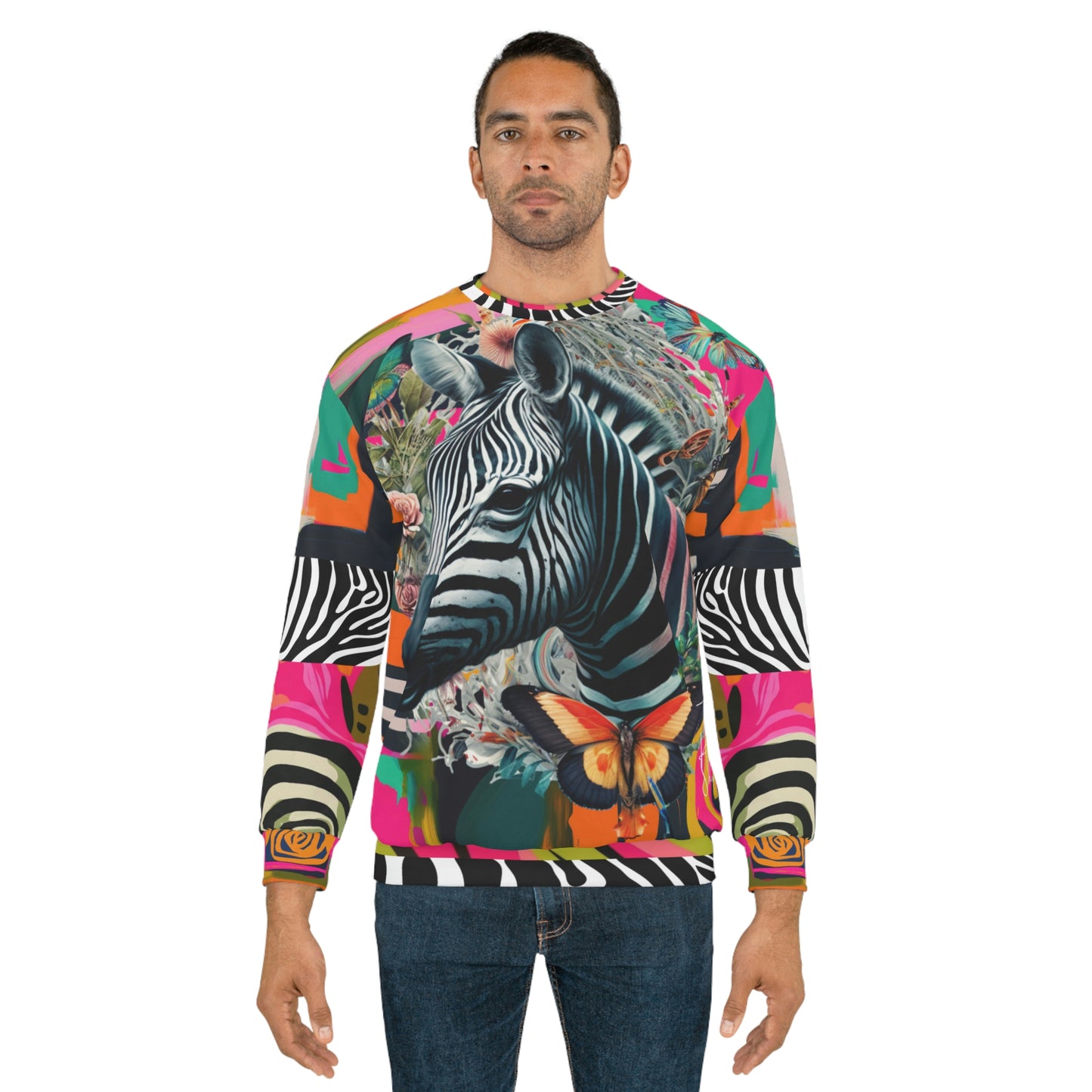 Zebra Fantasia Butterfly Swirl Unisex Sweatshirt