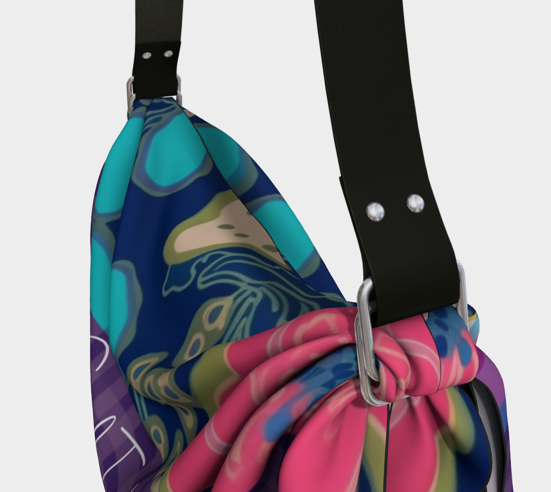 Blue Freesia Plaid Hobo Scarf Bag