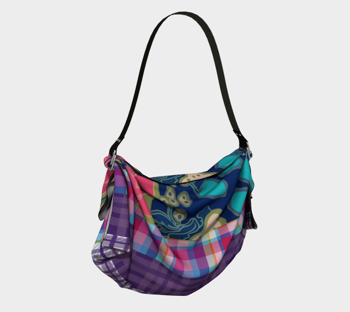Blue Freesia Plaid Hobo Scarf Bag