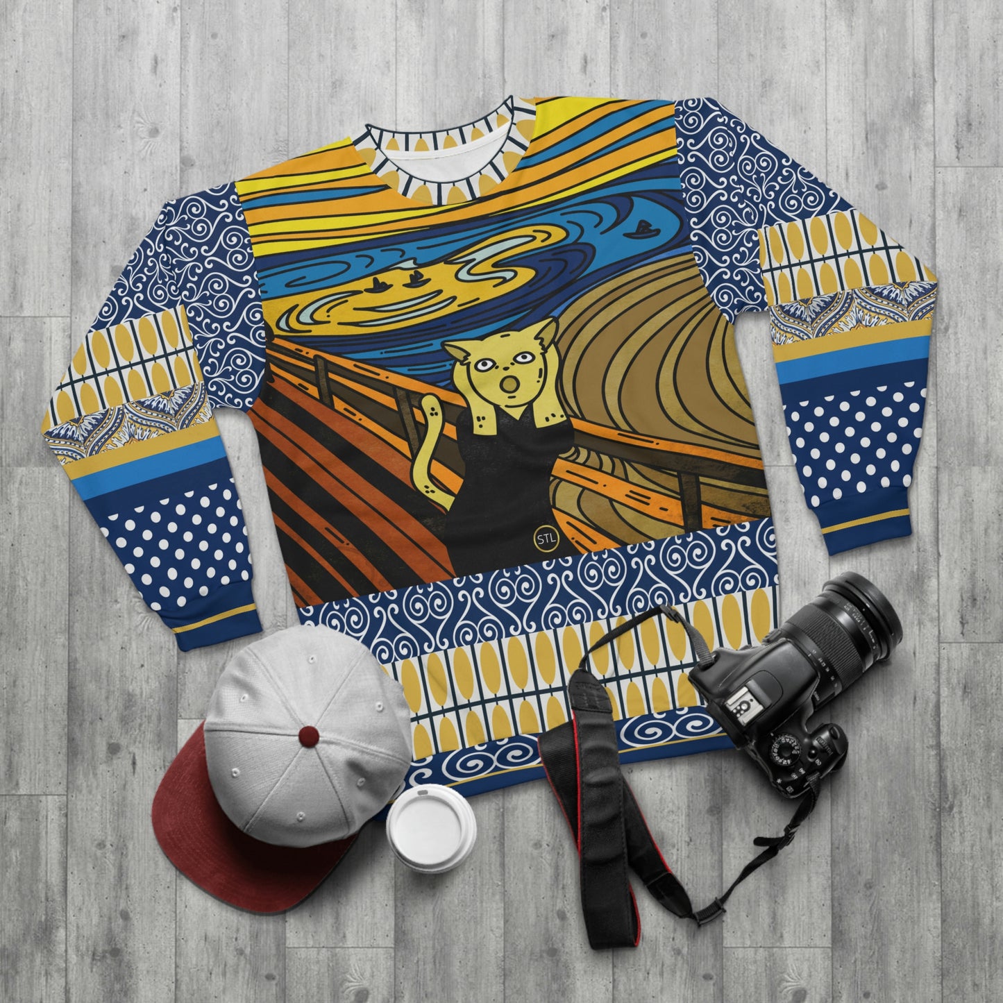 Scaredy-Cat AOP Sweatshirt Fleece Unisex Sweatshirt