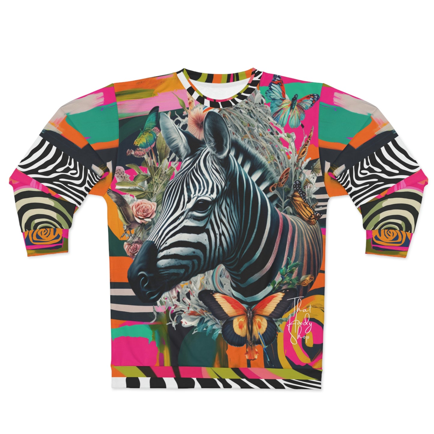 Zebra Fantasia Butterfly Swirl Unisex Sweatshirt
