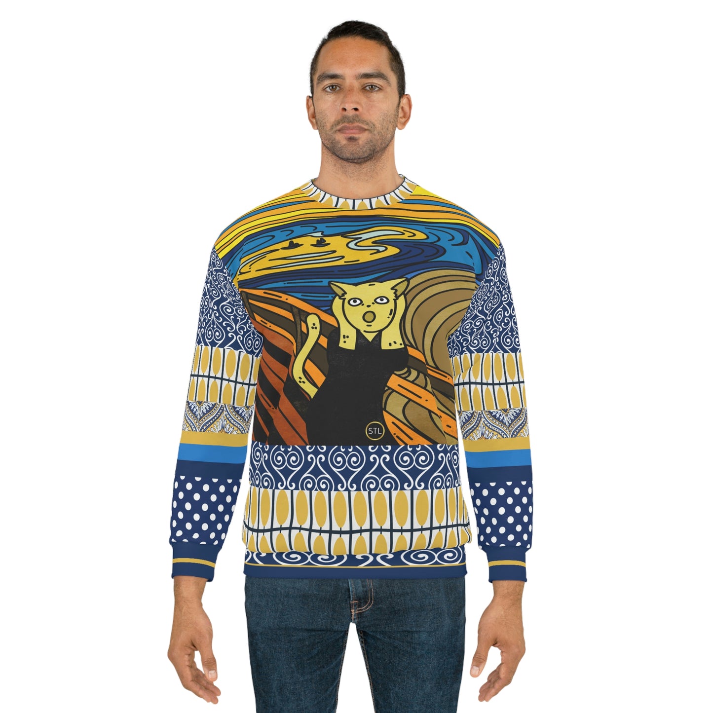 Scaredy-Cat AOP Sweatshirt Fleece Unisex Sweatshirt