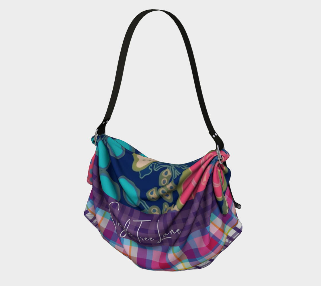 Blue Freesia Plaid Hobo Scarf Bag