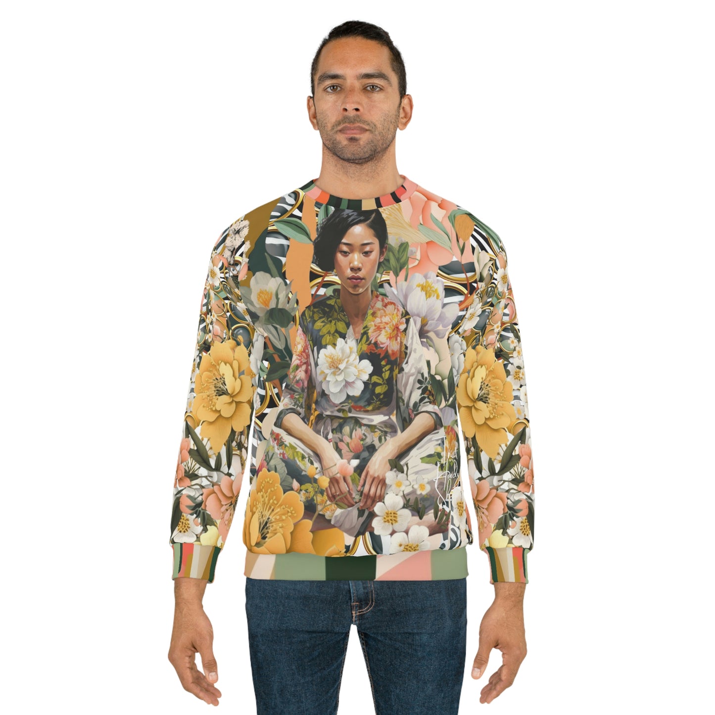 Girl in Garden Floral Print Unisex Sweatshirt