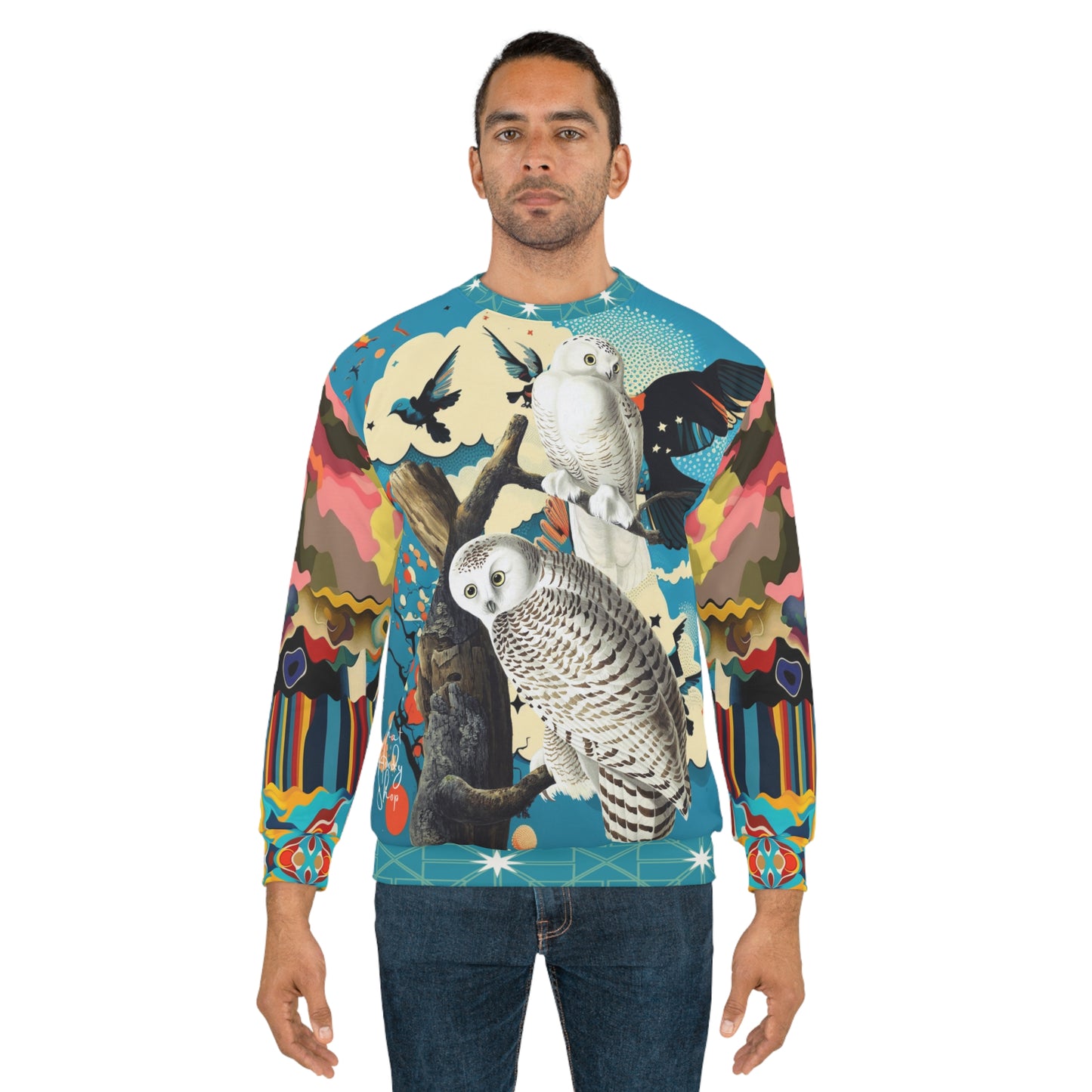 Arctic Owls in Blue Skies Unisex Sweatshirt