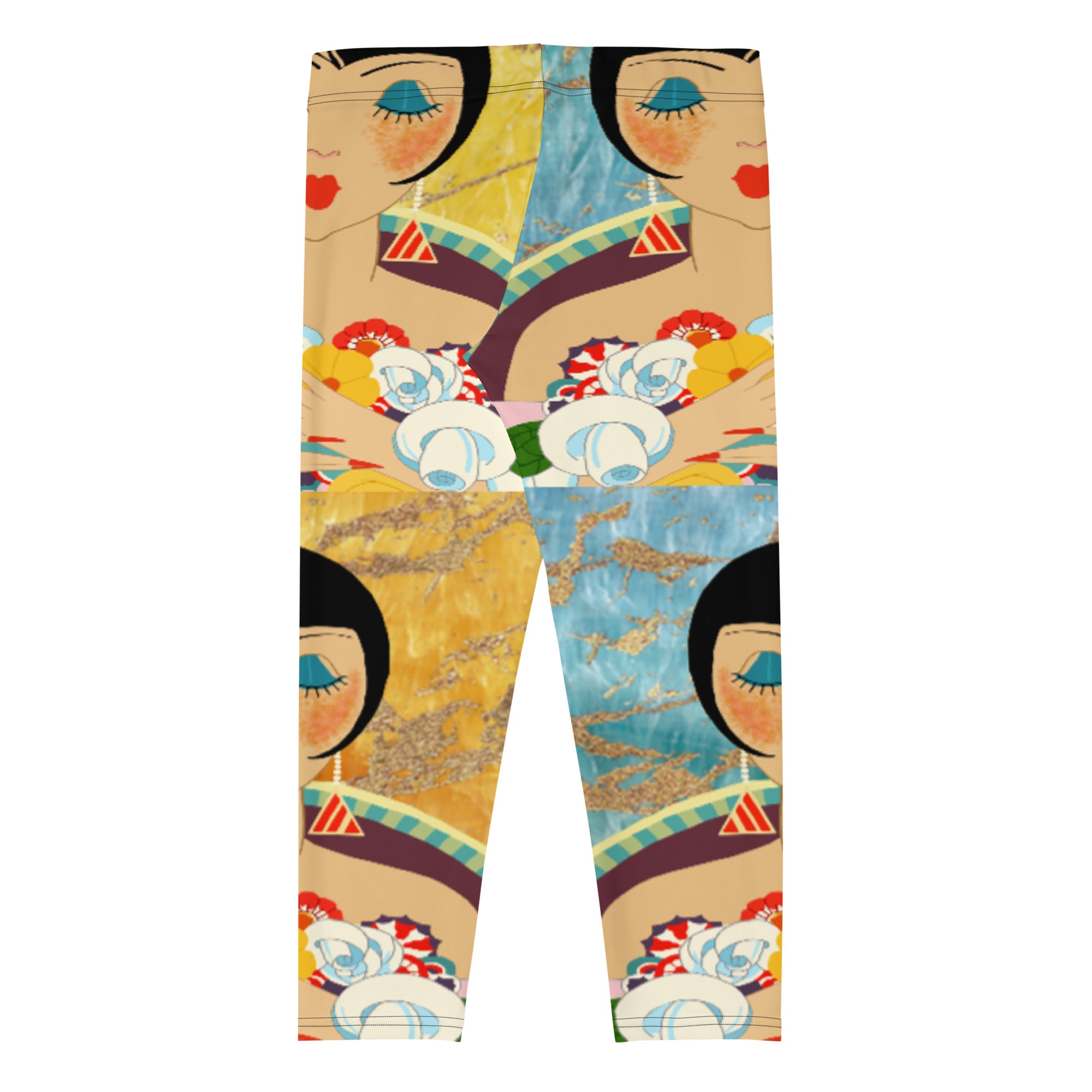 Leggings capri con estampado vintage de chica flapper floral