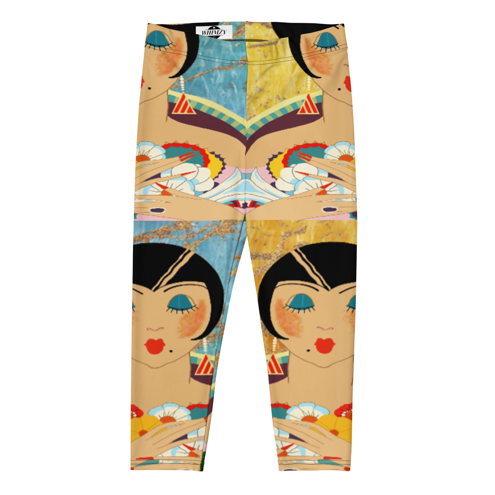 Leggings capri con estampado vintage de chica flapper floral