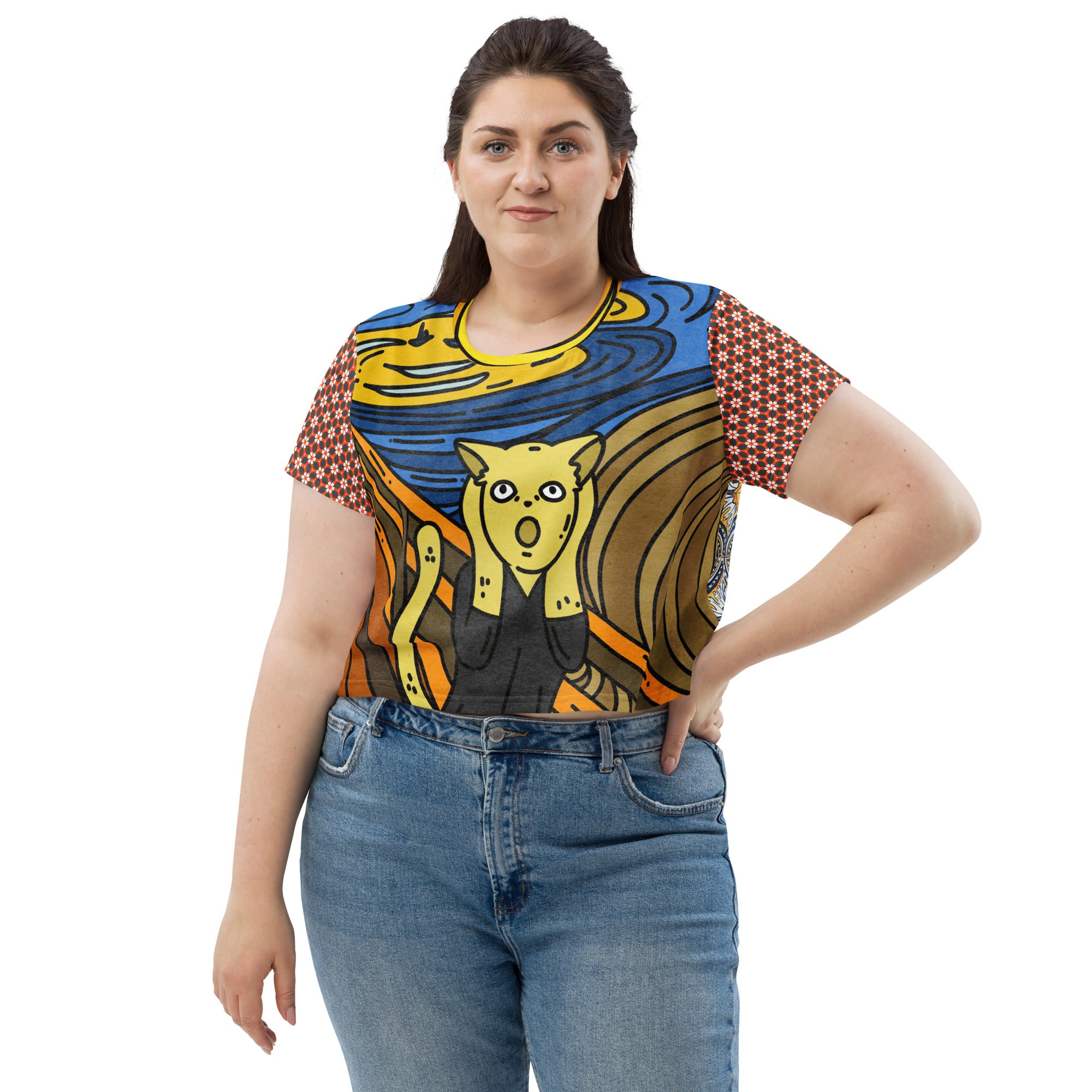 Scaredy-Cat Scream Short Sleeve Crop Tee