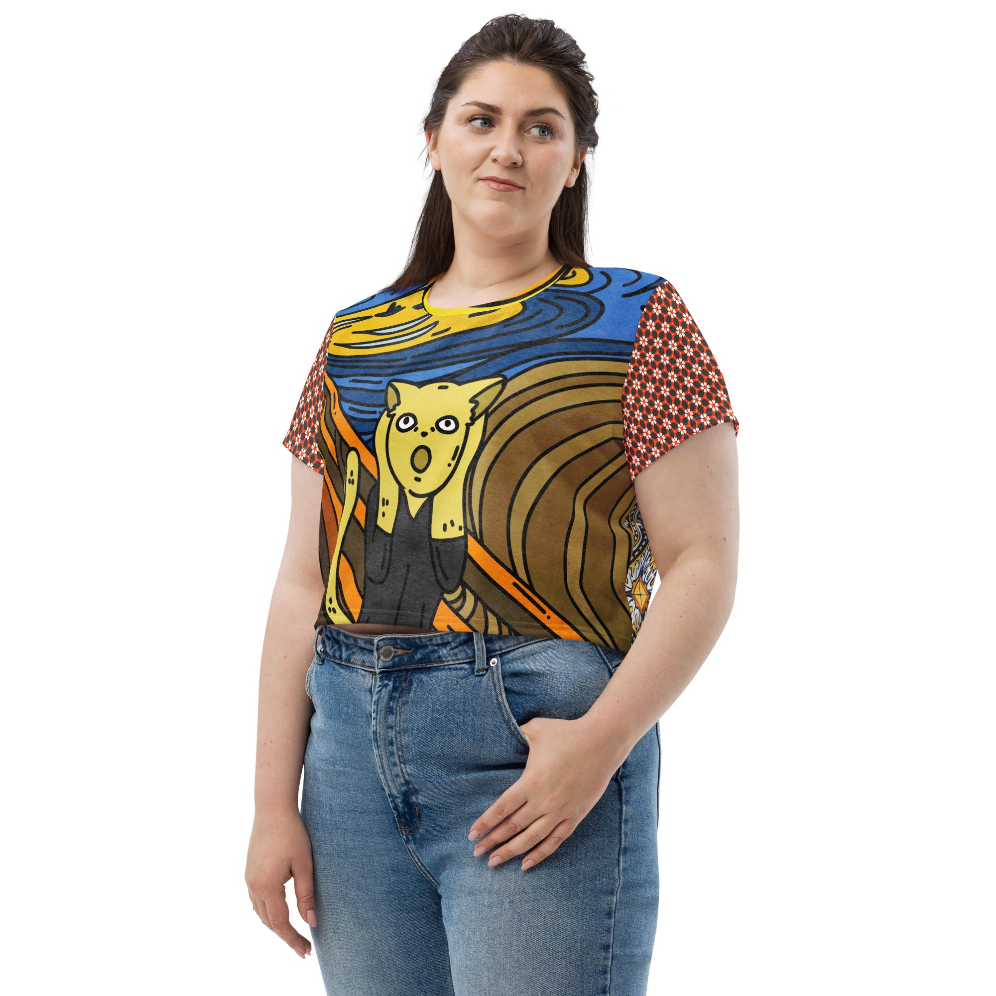Scaredy-Cat Scream Short Sleeve Crop Tee