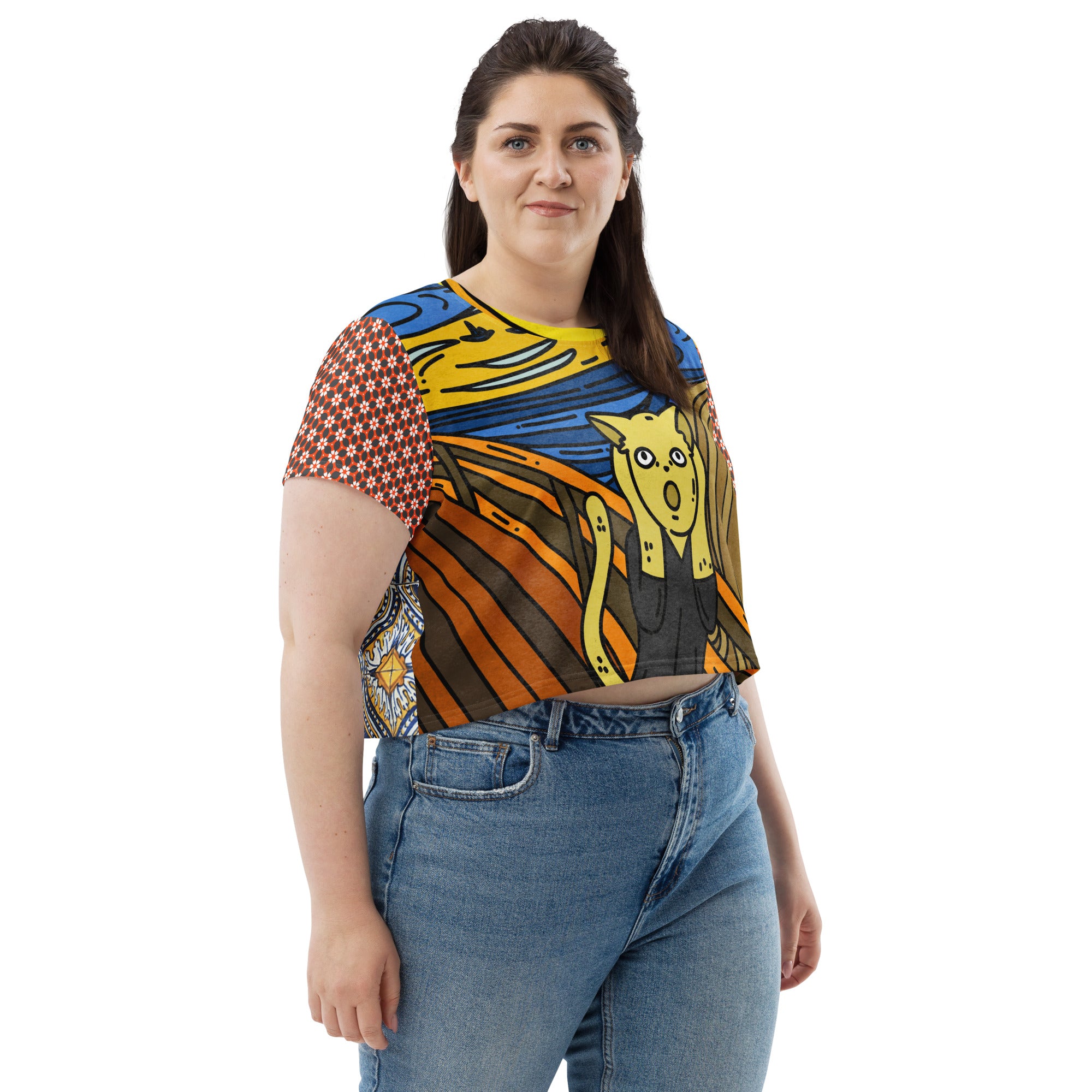 Scaredy-Cat Scream Short Sleeve Crop Tee