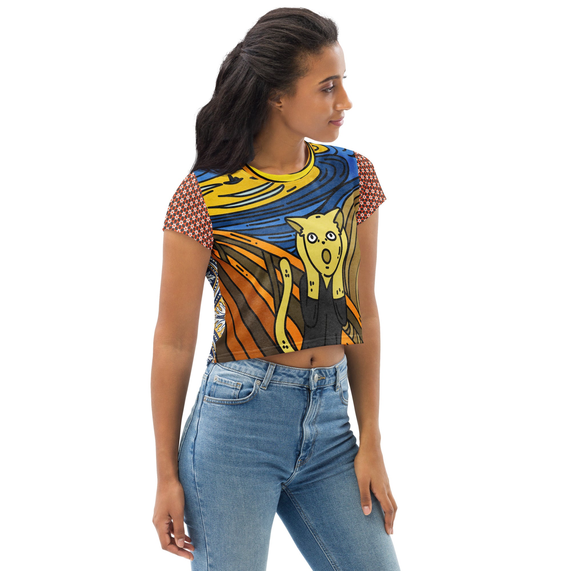 Scaredy-Cat Scream Short Sleeve Crop Tee