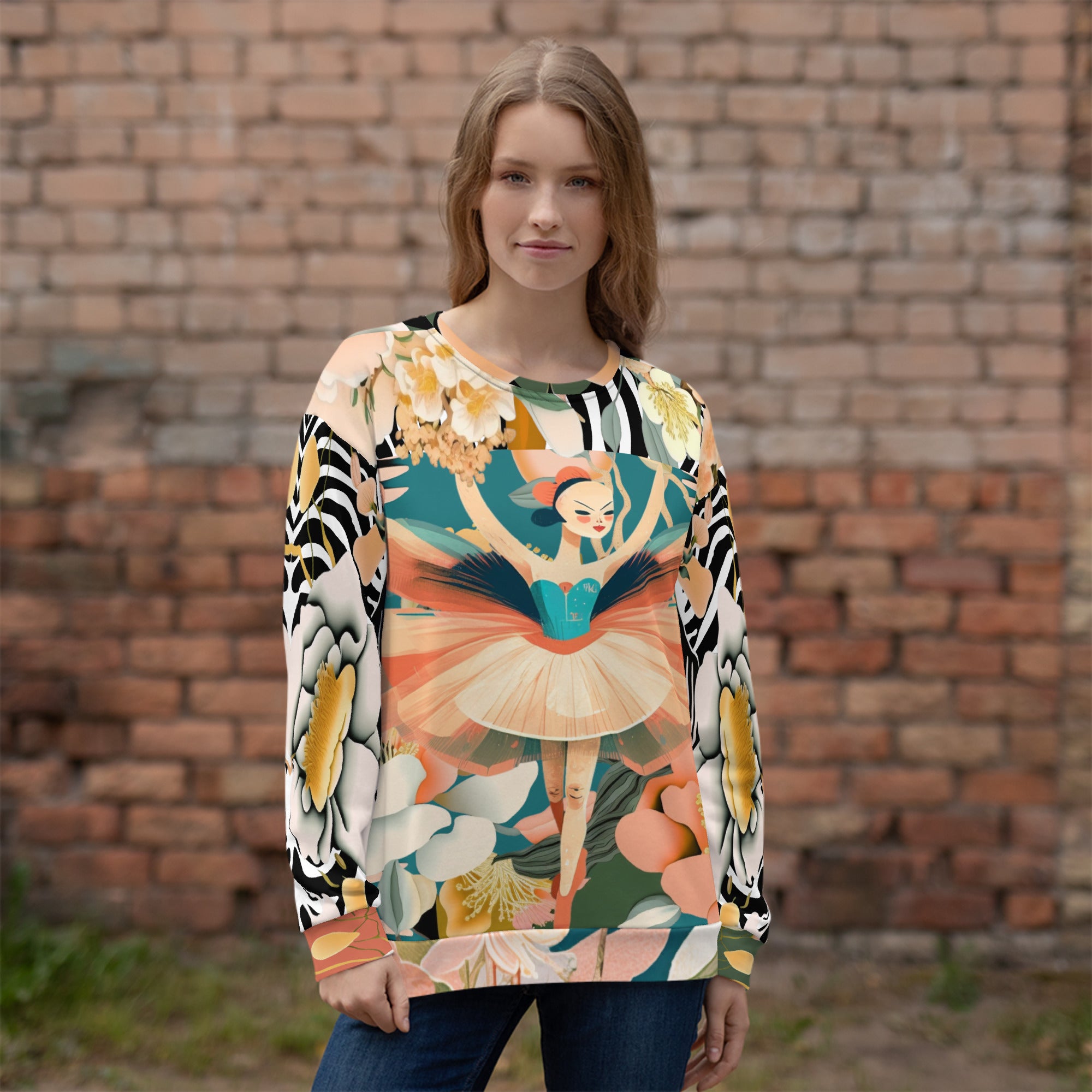 Ballerina in Garden Eco-Poly Unisex Sweatshirt