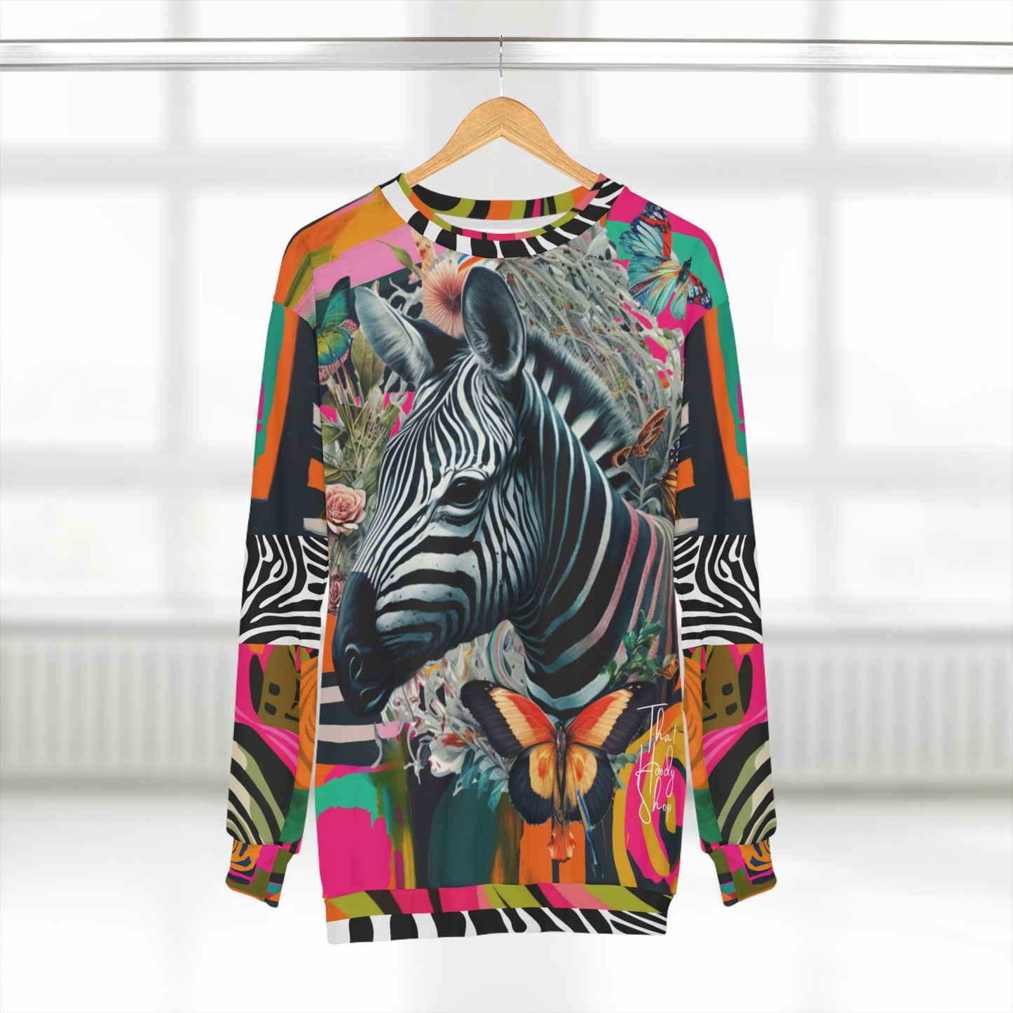 Zebra Fantasia Butterfly Swirl Unisex Sweatshirt