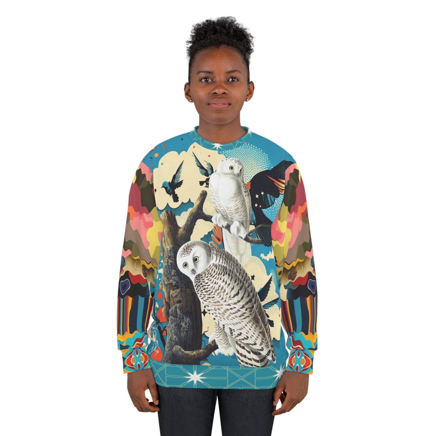 Arctic Owls in Blue Skies Unisex Sweatshirt