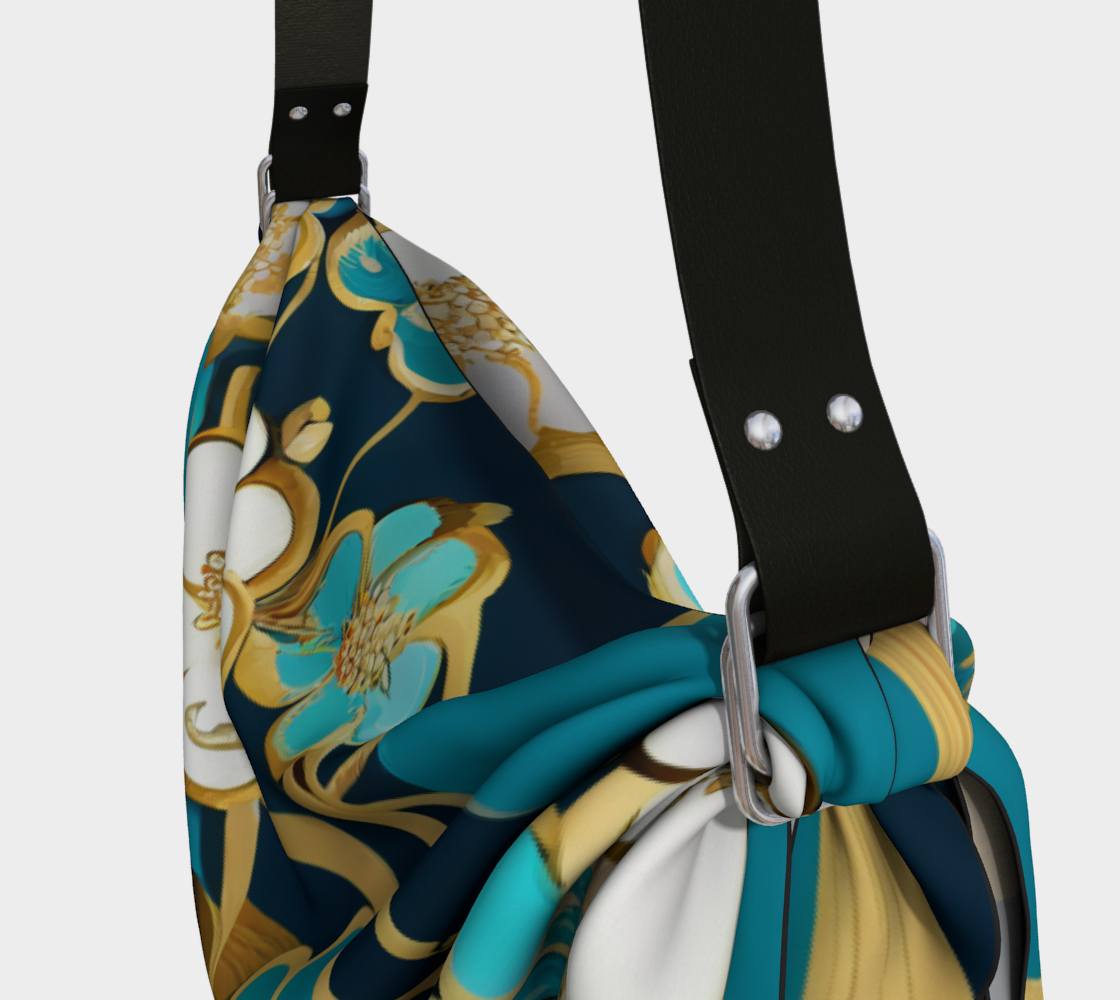 Bolso Hobo con bufanda de árbol de flor de cerezo verde