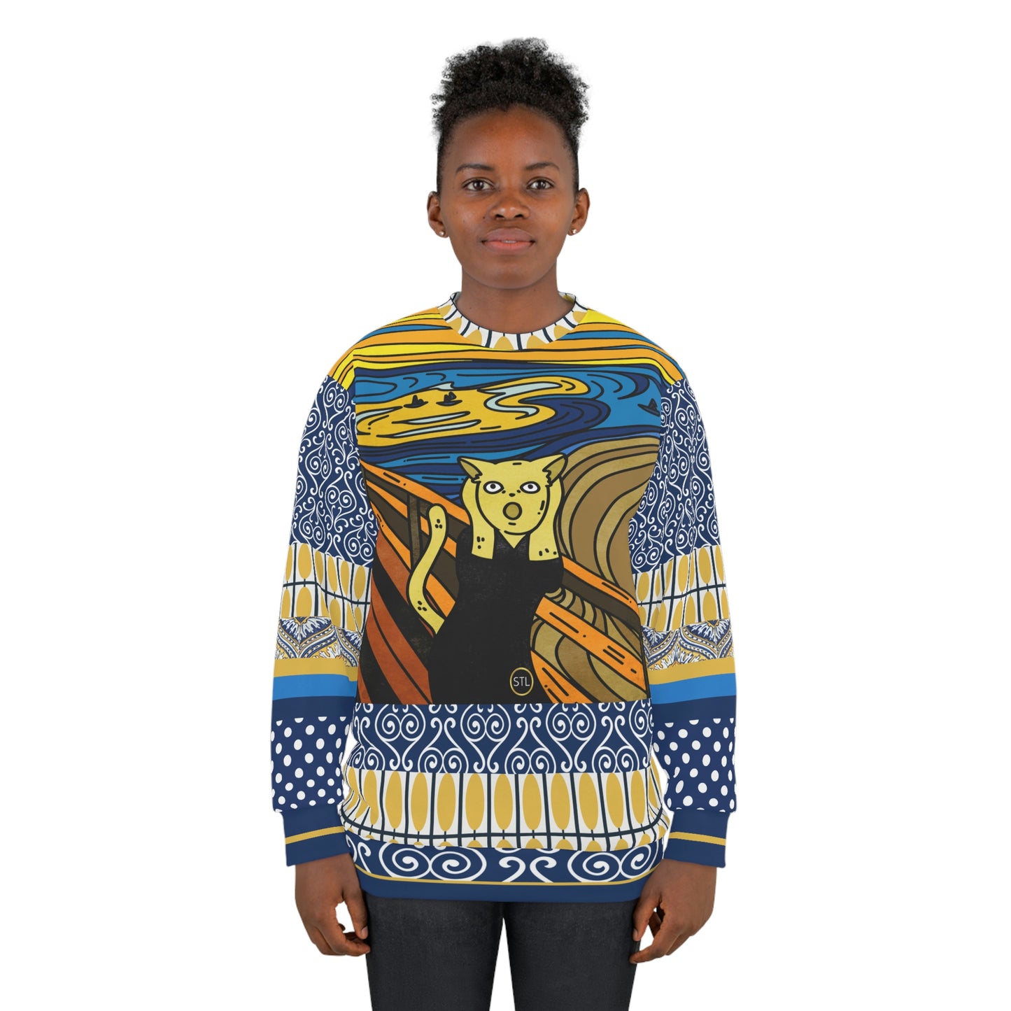 Scaredy-Cat AOP Sweatshirt Fleece Unisex Sweatshirt