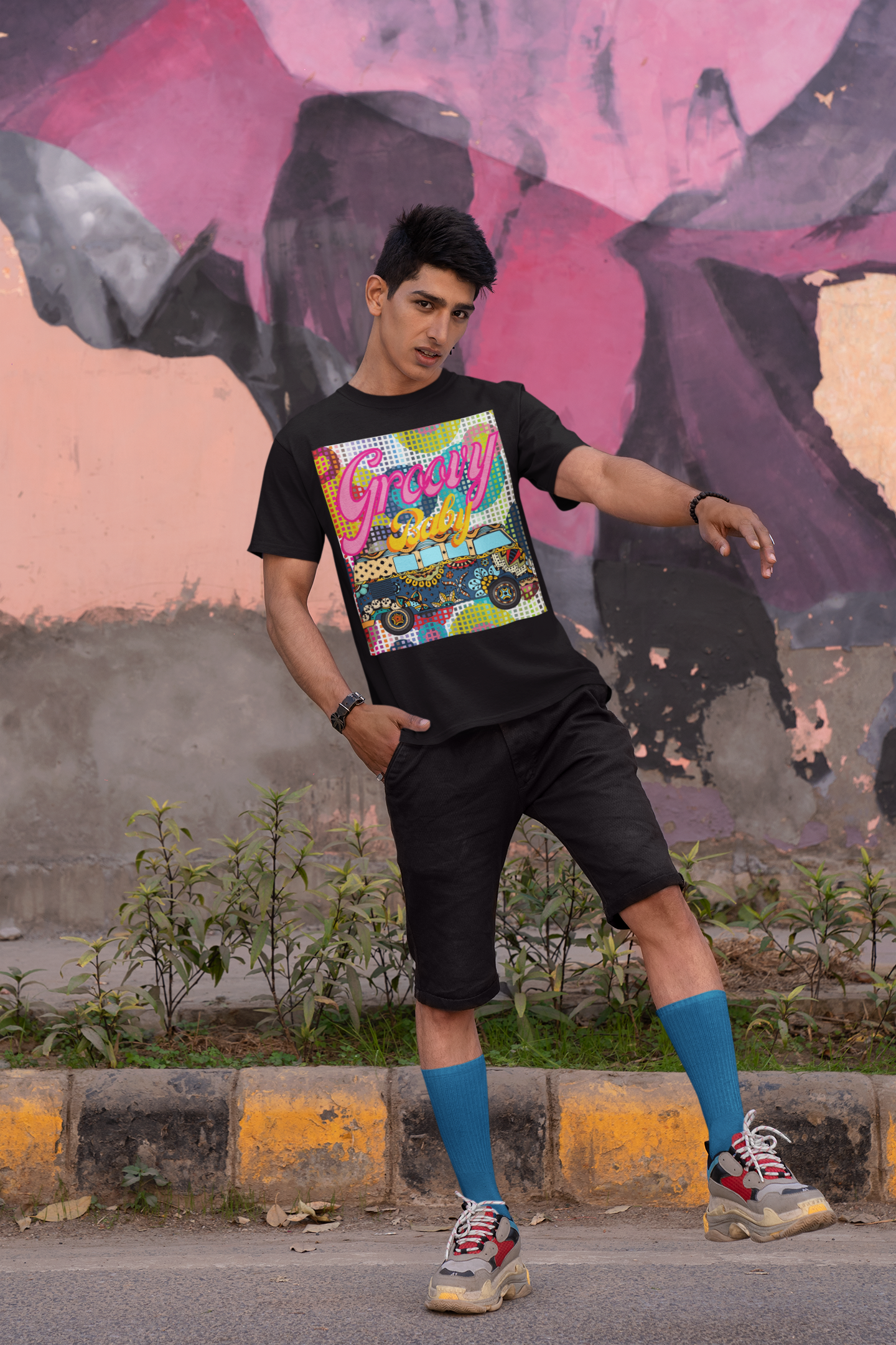 Groovy Baby! Vintage Travel Bus Heavyweight Unisex T-shirt