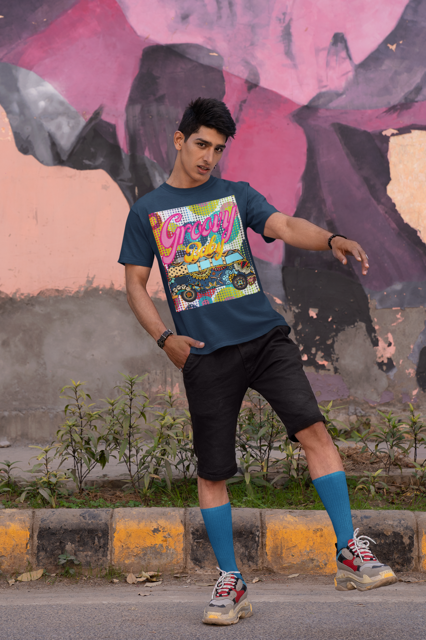 Groovy Baby! Vintage Travel Bus Heavyweight Unisex T-shirt