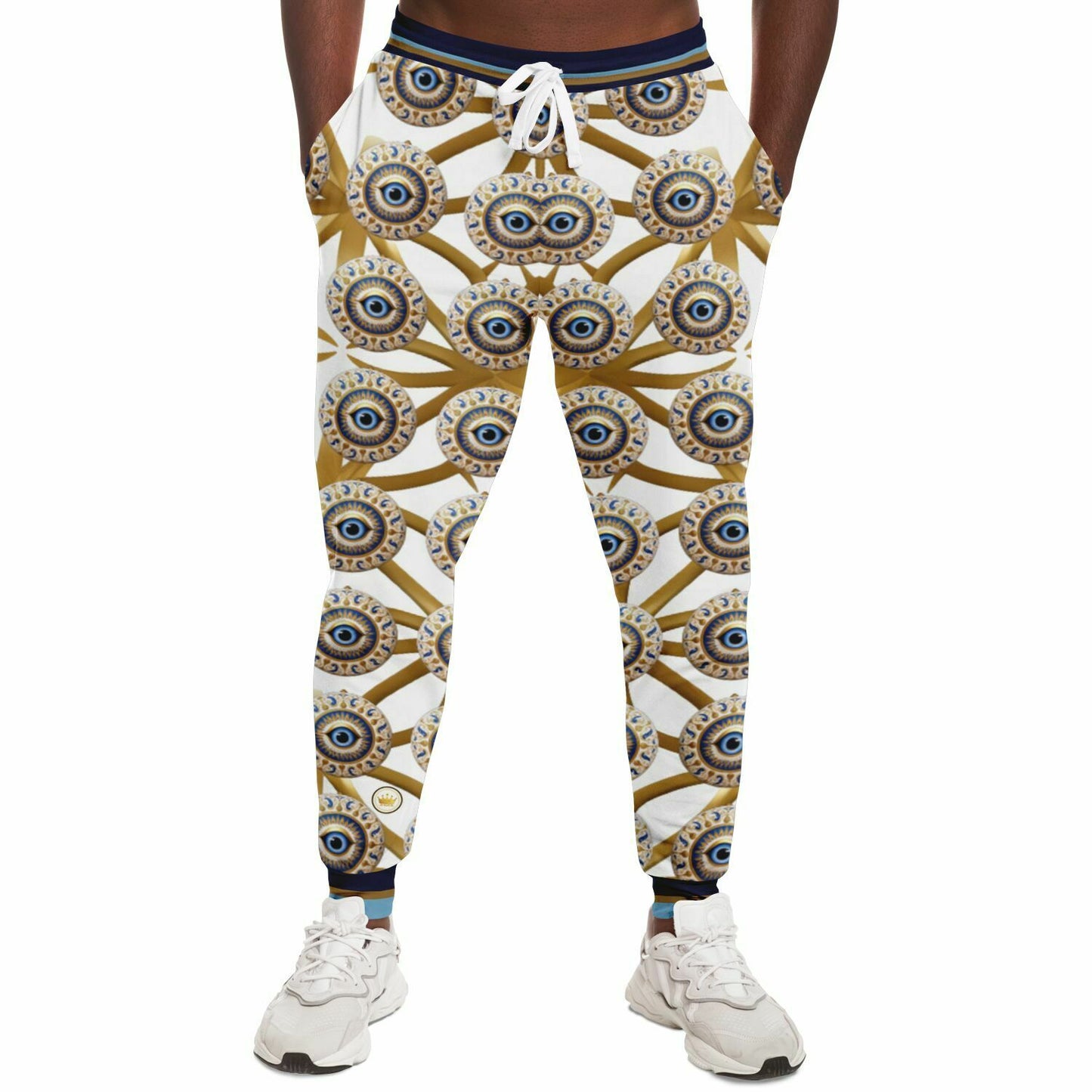 Evil Eye Protection in White Eco-Poly Unisex Joggers