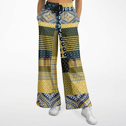 Le Dauphin Patchwork Print Eco-Poly Wide Leg Pants