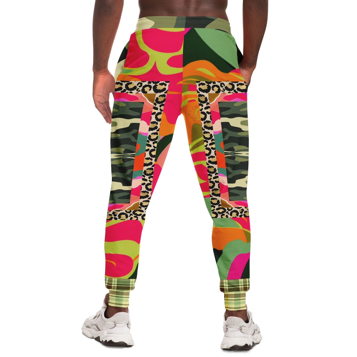 Pink Mardi Gras Floral Camo Plaid Eco-Poly Unisex Joggers