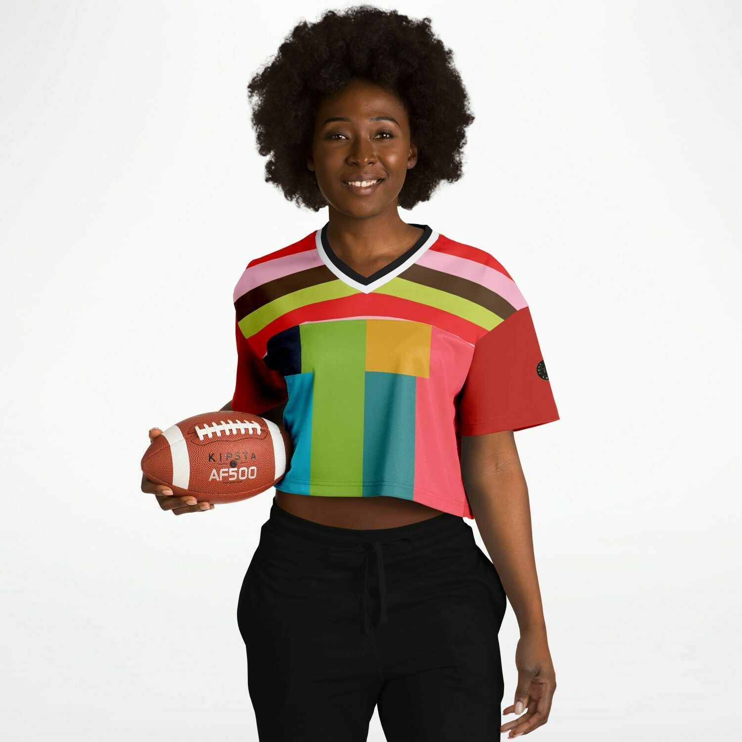 Watermelon Crush Rugby Stripe Eco-Poly Crop Jersey