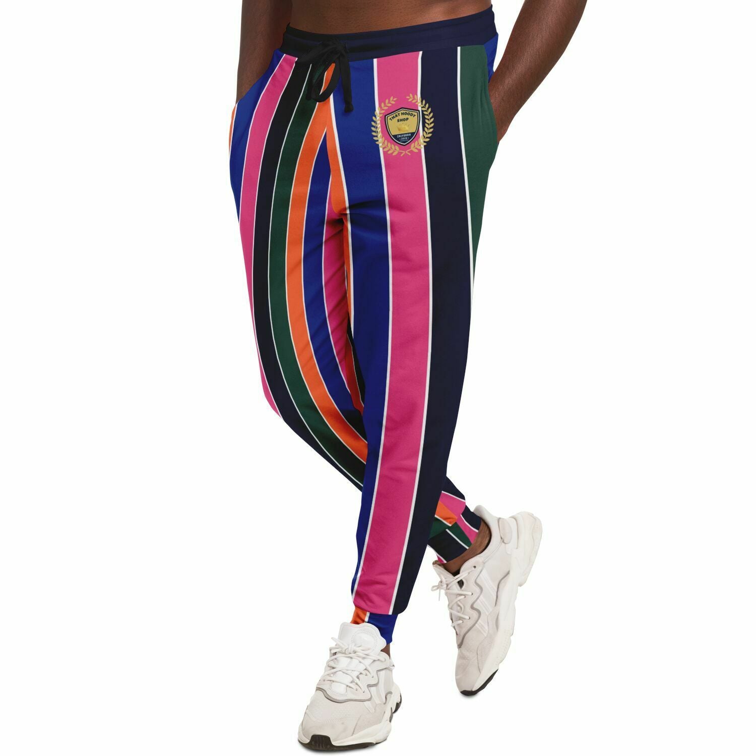 Pink Cerise Rugby Stripe Eco-Poly Unisex Joggers