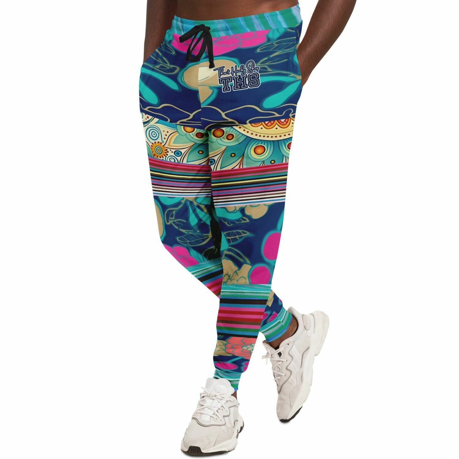 The Catamaran Cockatiel Floral Stripe Eco-Poly Unisex Joggers