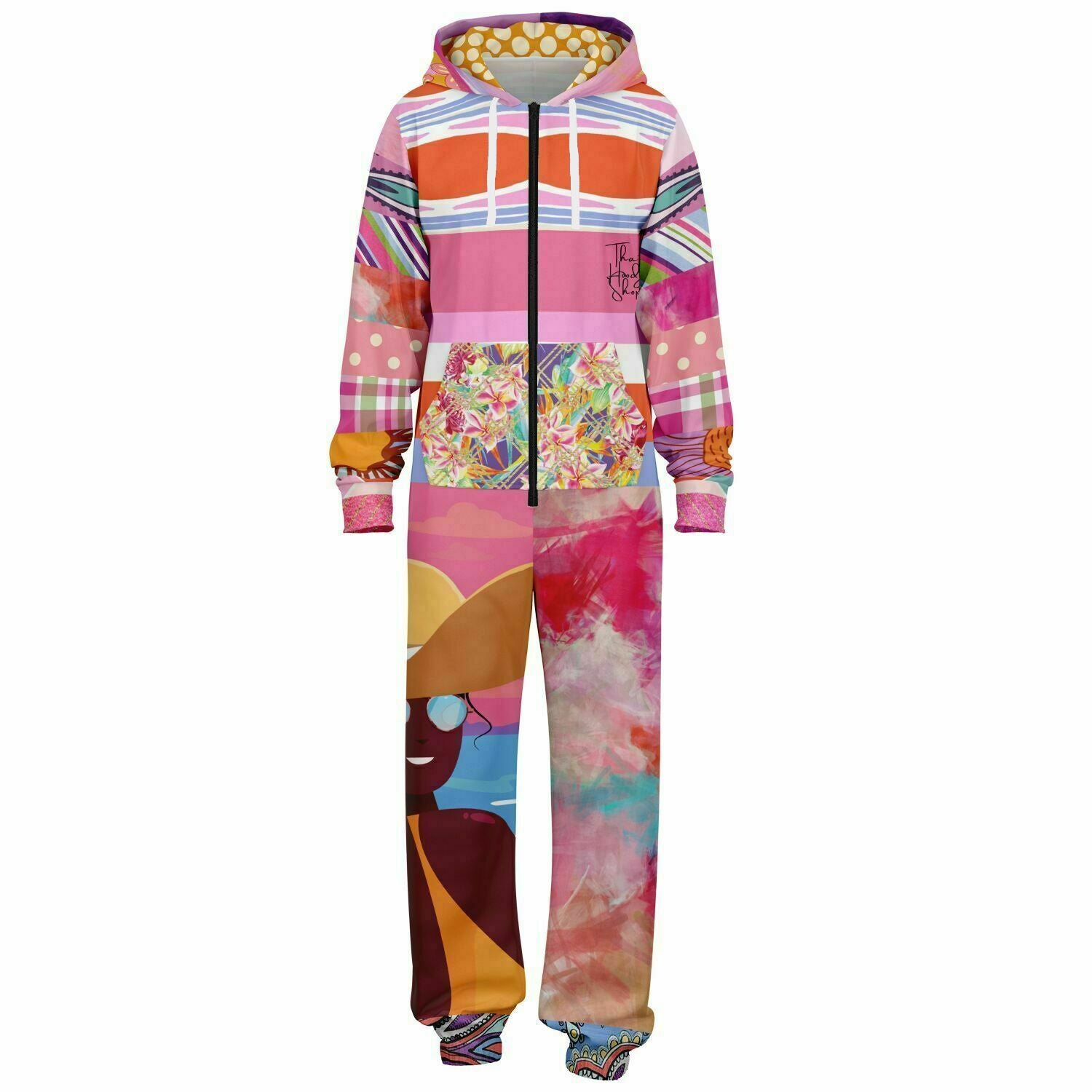 Bahama Mama Mameluco polar unisex con patchwork floral rosa