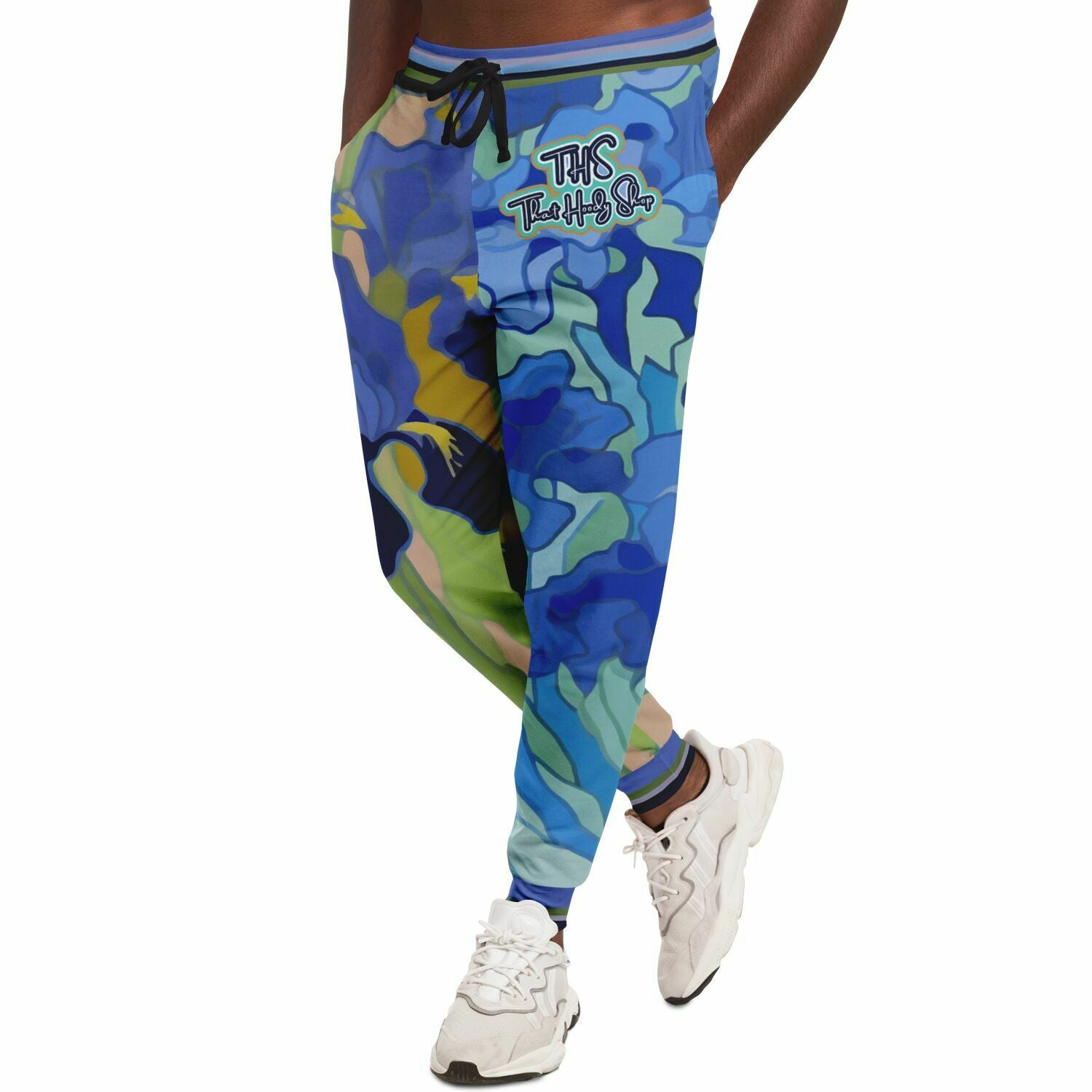 Joggers unisex de poliéster ecológico THS Signature de Iris Fields azules 