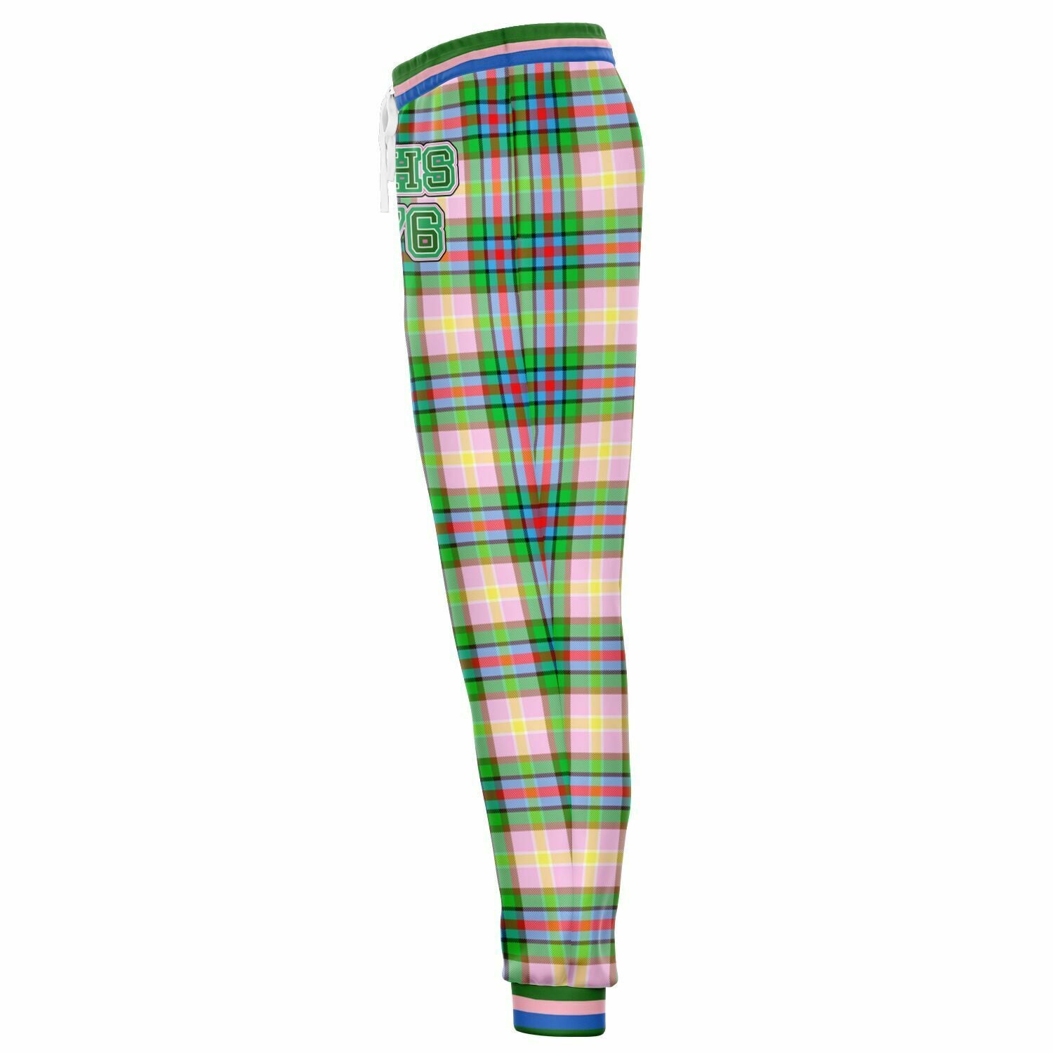 Joggers unisex THS 76 Pink Collegiate Tartan Plaid Eco-Poly 