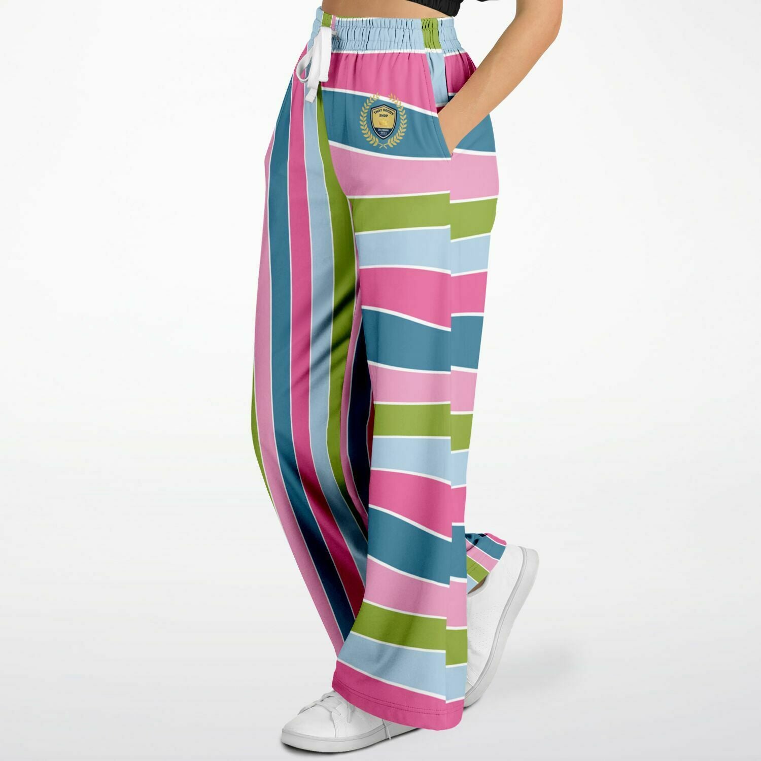 Easter Pastel Rugby Stripe Eco-Poly Wide Leg Pants