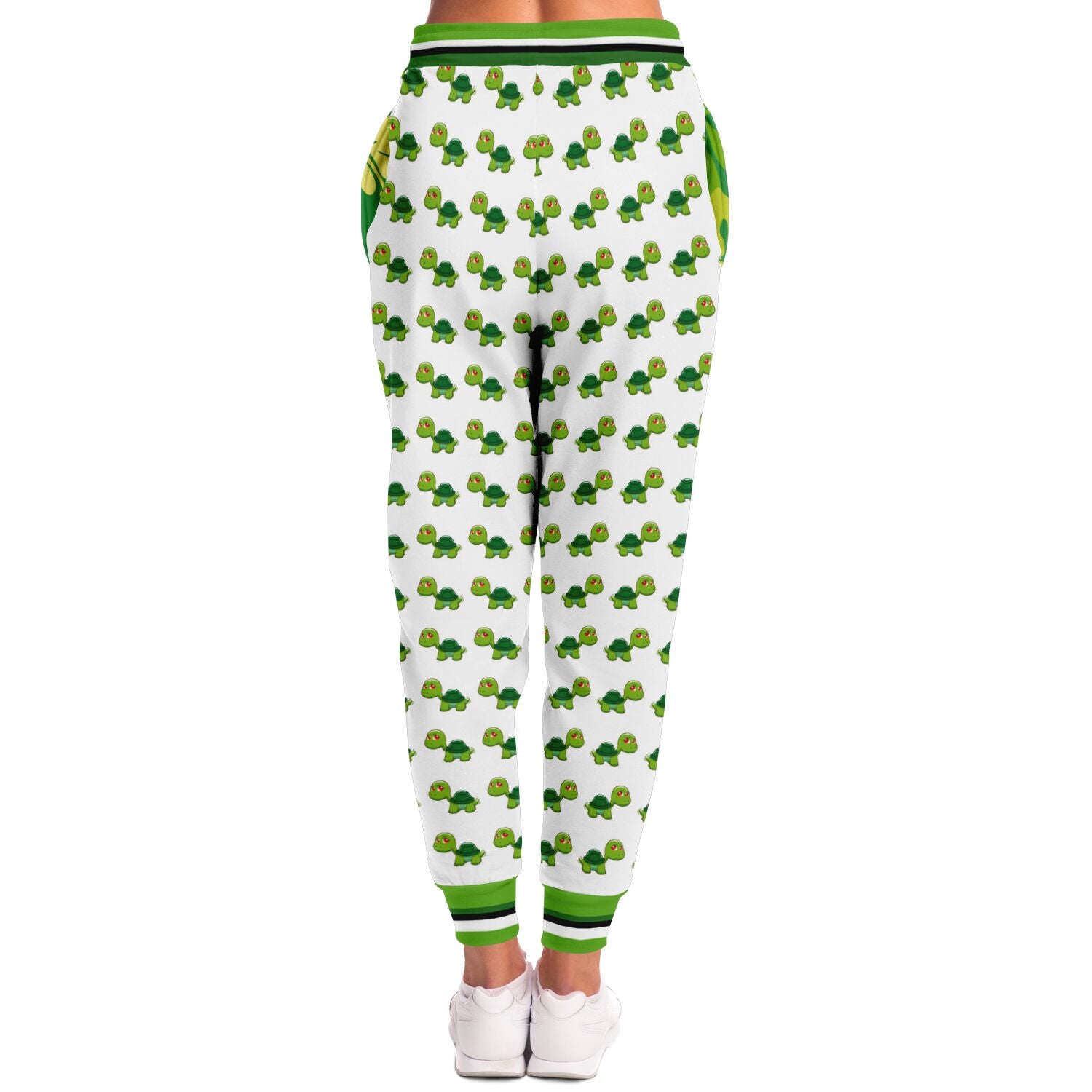 Green Acres Turtle Cluster in White Eco-Poly Unisex Joggers