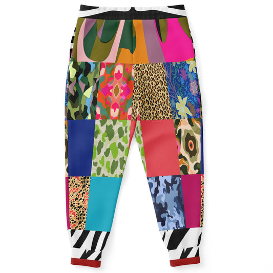 Joggers unisex Gypsy Cheetah de eco-poliéster con patchwork multicolor 